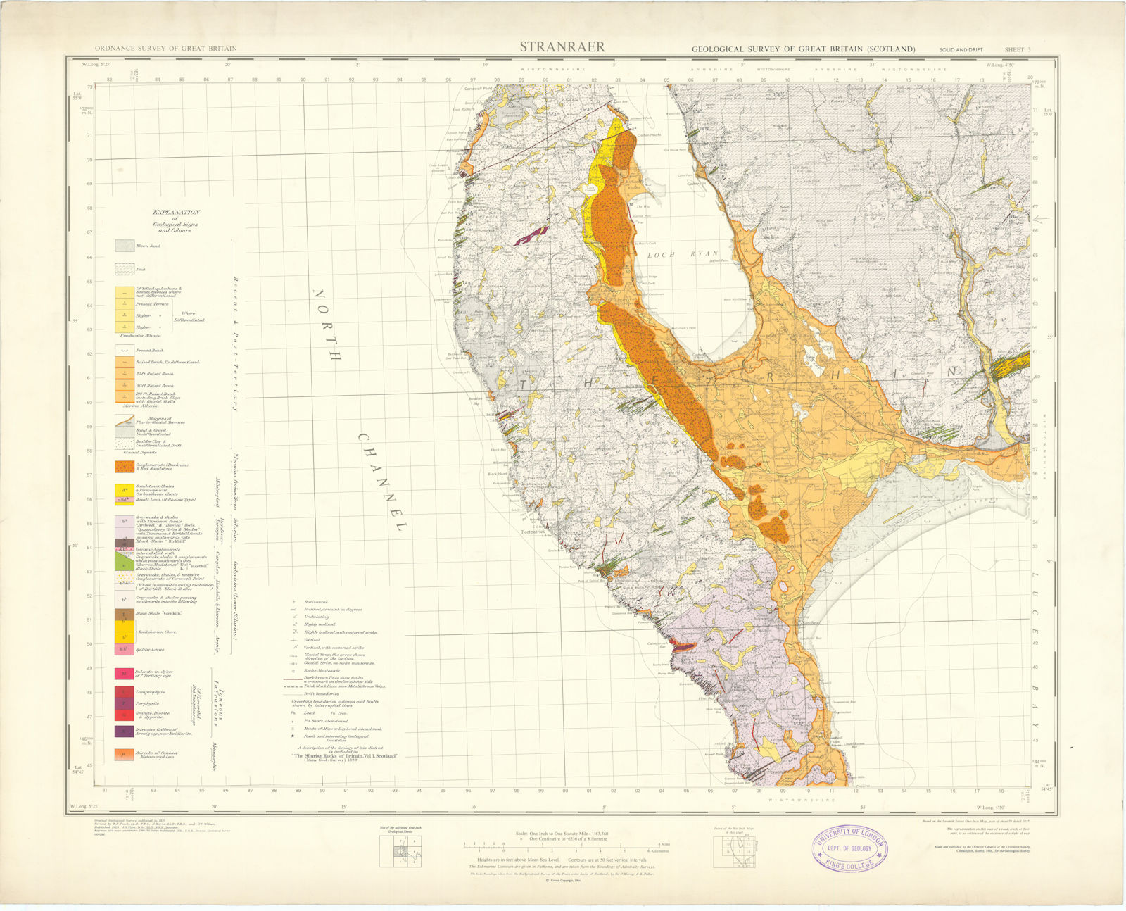 Associate Product Stranraer. Geological Survey of Scotland sheet 3. Port Patrick, Rhins 1966 map