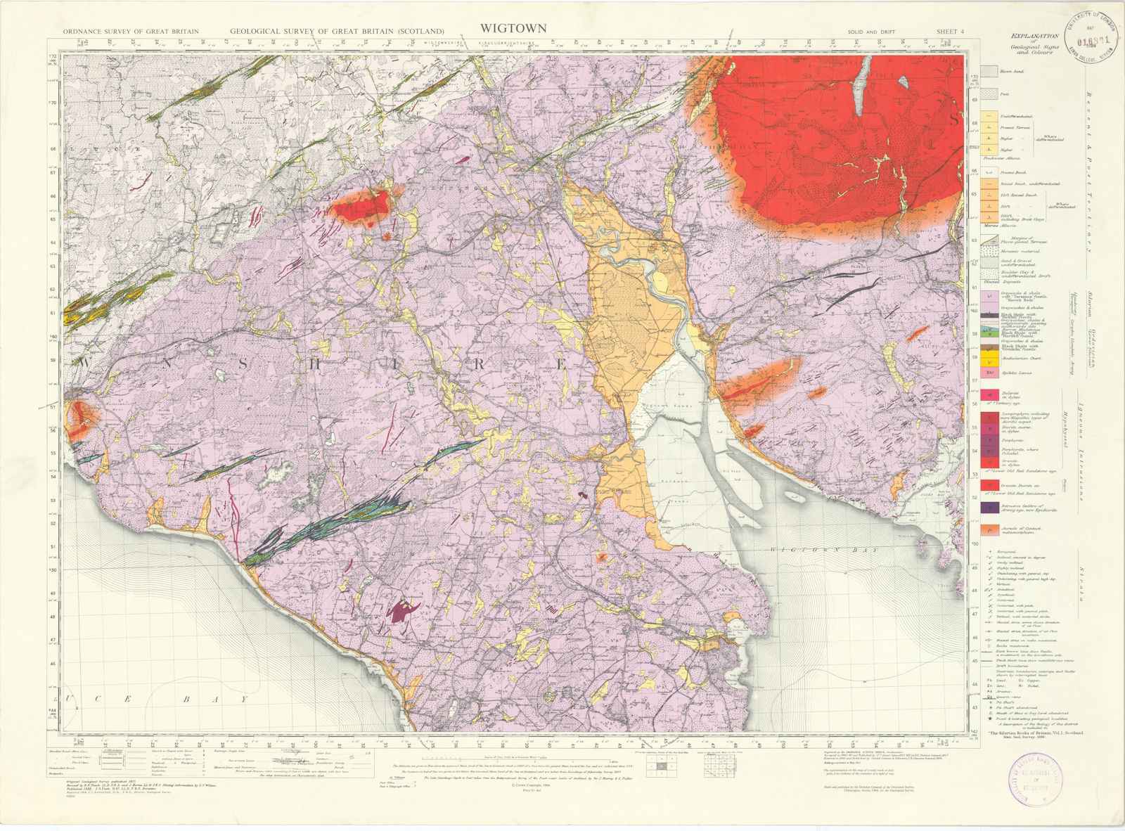 Wigtown. Geological Survey of Scotland sheet 4. Newton Stewart 1964 old map