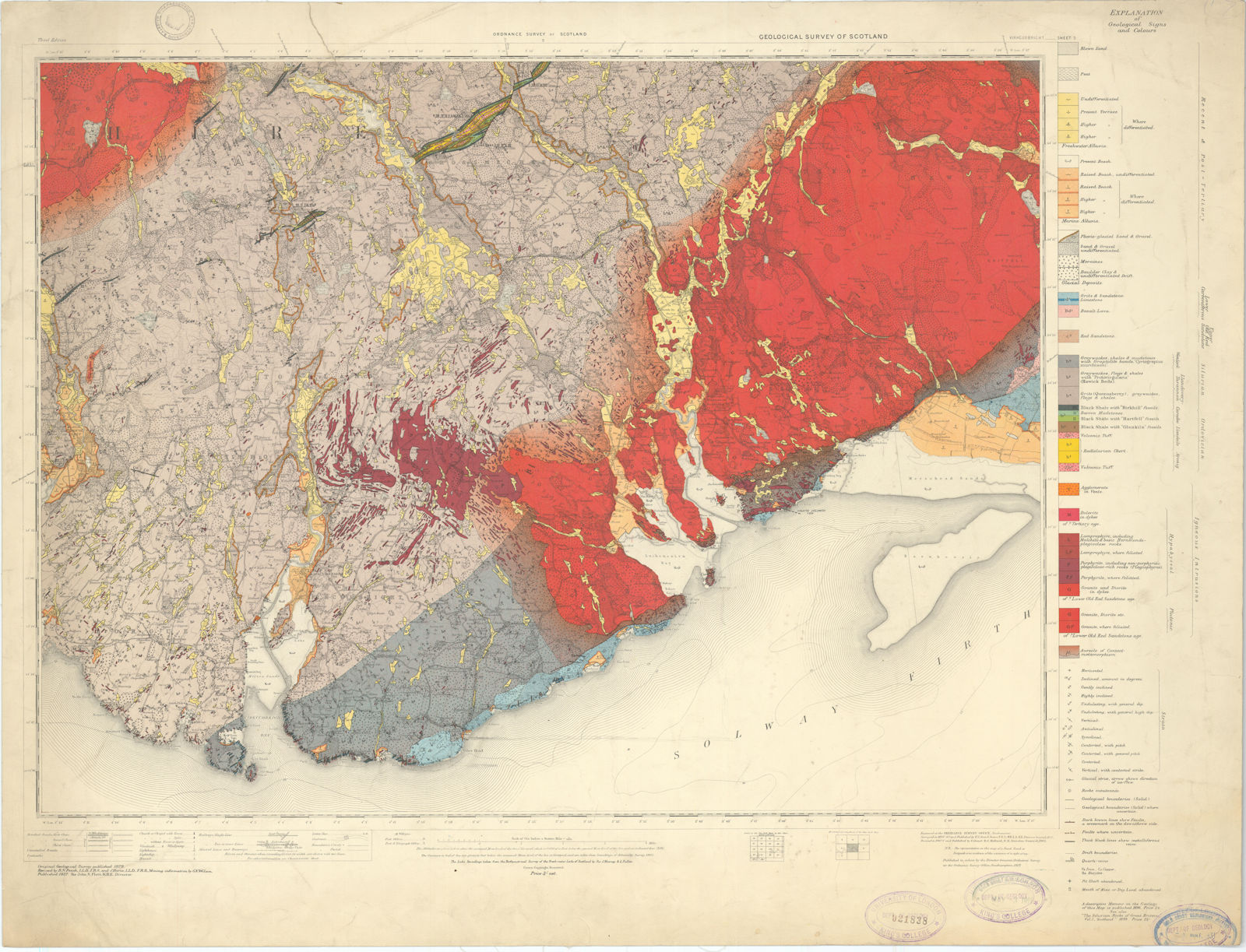 Kirkcudbright. Geological Survey of Scotland sheet 5. Castle Douglas 1927 map