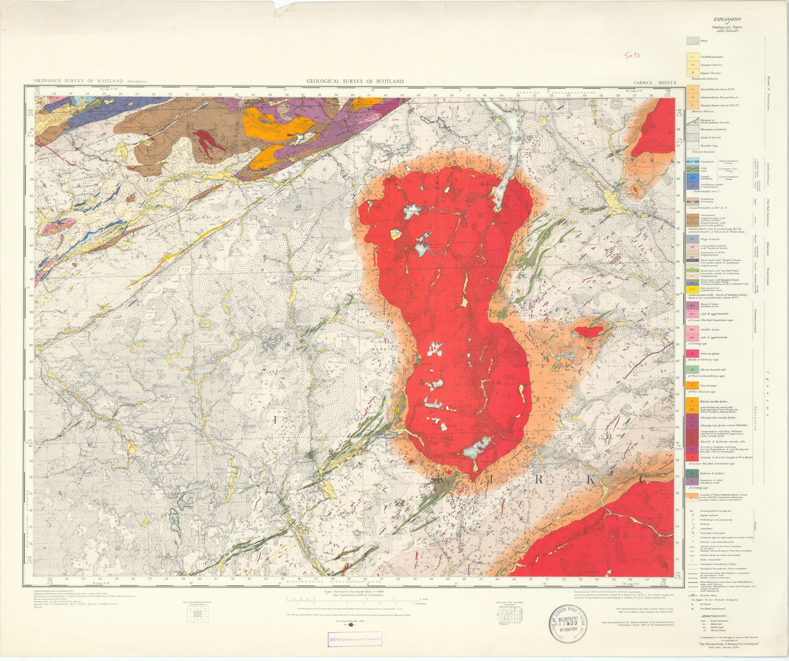 Carrick. Geological Survey of Scotland sheet 8. Rowantree, Carsphairn 1962 map