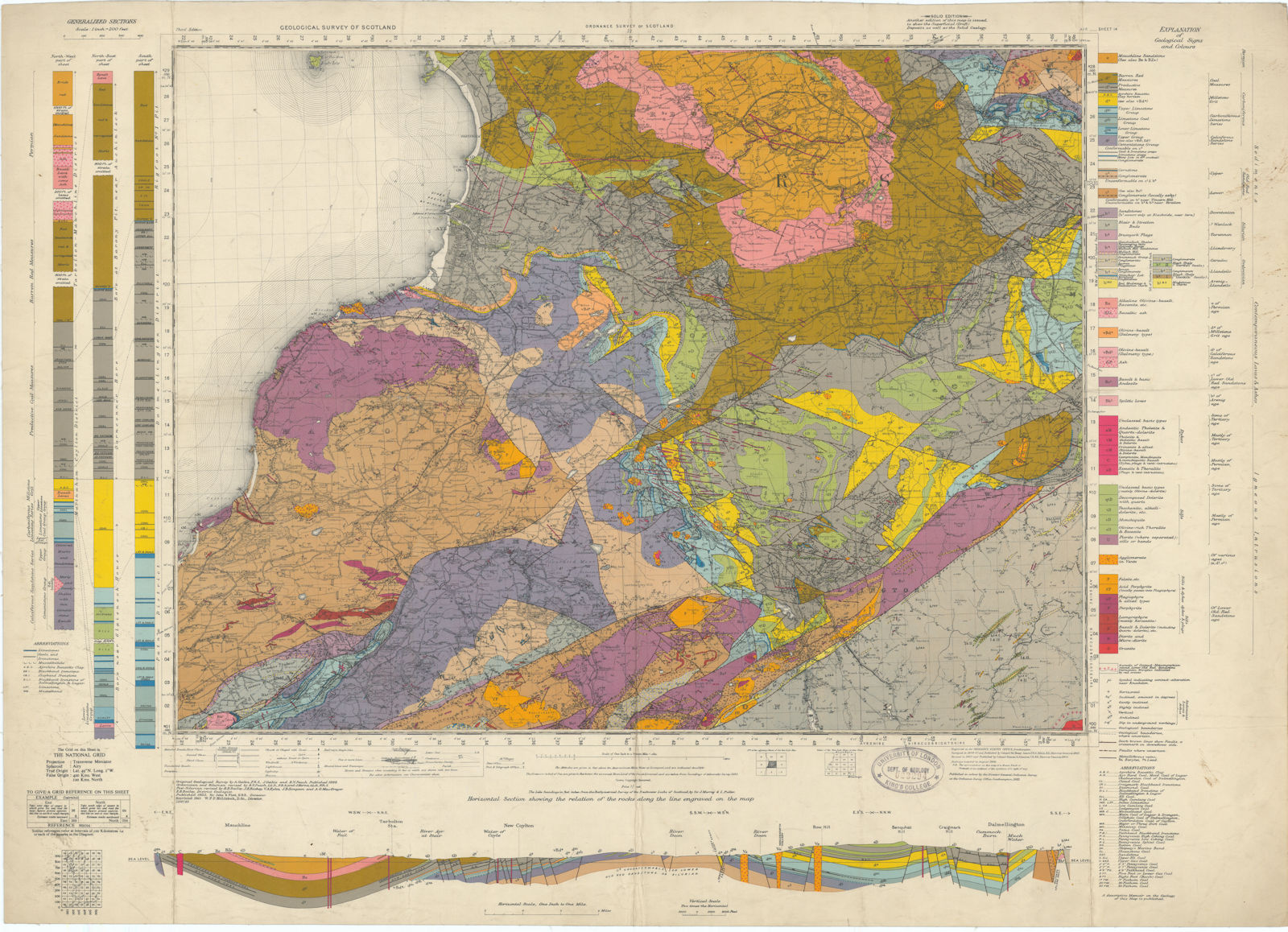 Associate Product Ayr. Geological Survey of Scotland sheet 14. Cumnock 1949 old vintage map