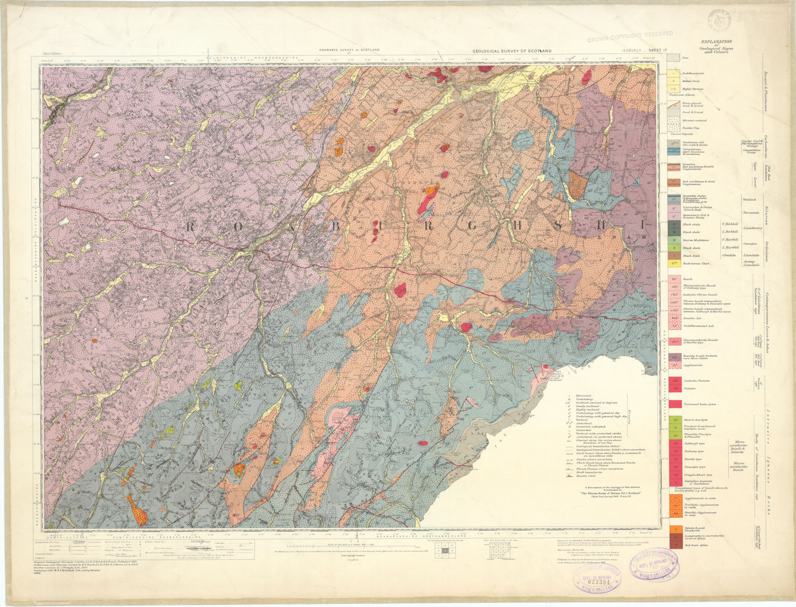 Associate Product Jedburgh. Geological Survey of Scotland sheet 17. Hawick 1937 old vintage map