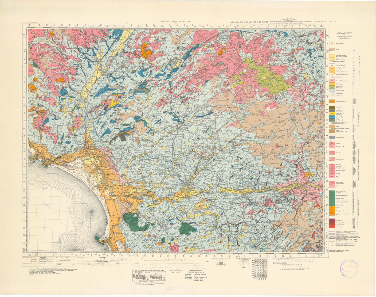 Associate Product Kilmarnock. Geological Survey of Scotland sheet 22. Ardrossan 1952 old map