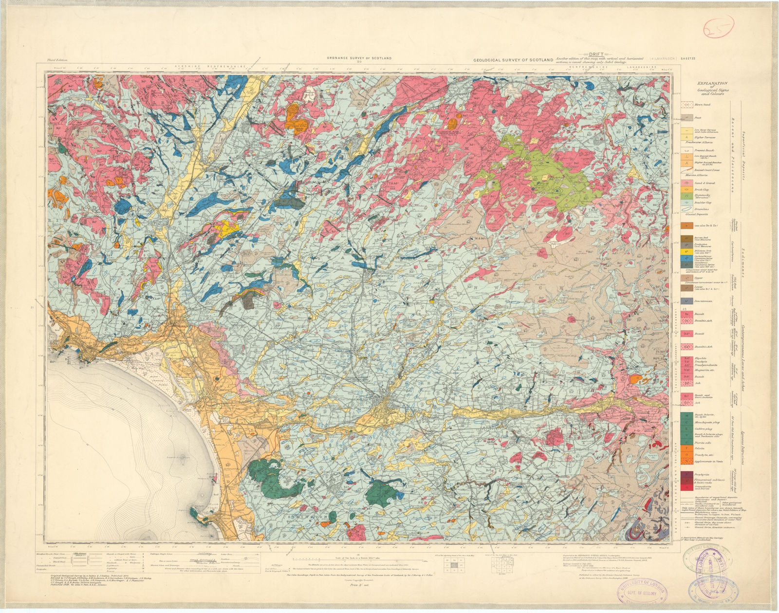 Associate Product Kilmarnock. Geological Survey of Scotland sheet 22. Ardrossan 1928 old map