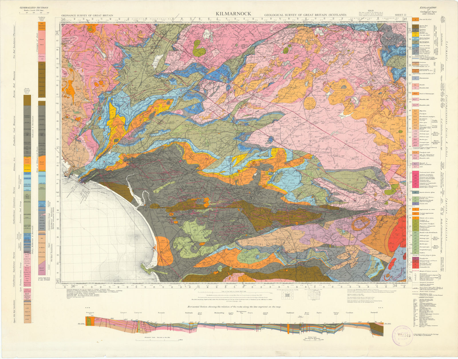 Associate Product Kilmarnock. Geological Survey of Scotland sheet 22. Ardrossan 1950 old map