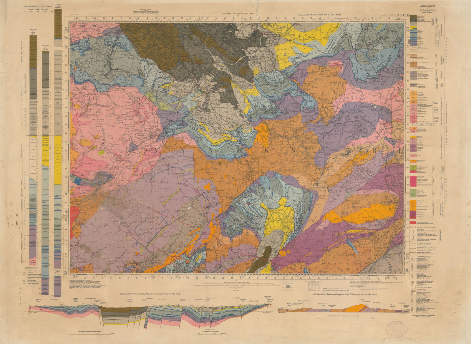 Associate Product Hamilton. Geological Survey of Scotland sheet 23. Lanark 1951 old vintage map