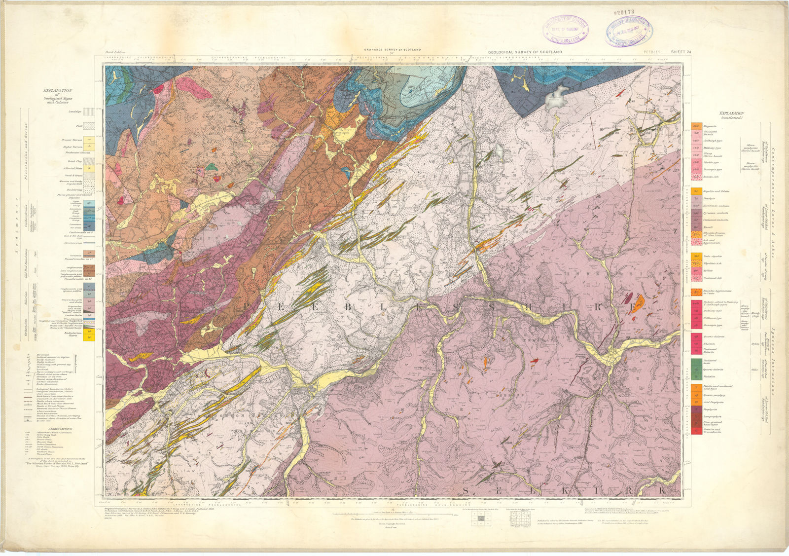 Associate Product Peebles. Geological Survey of Scotland sheet 24. Linton 1932 old vintage map