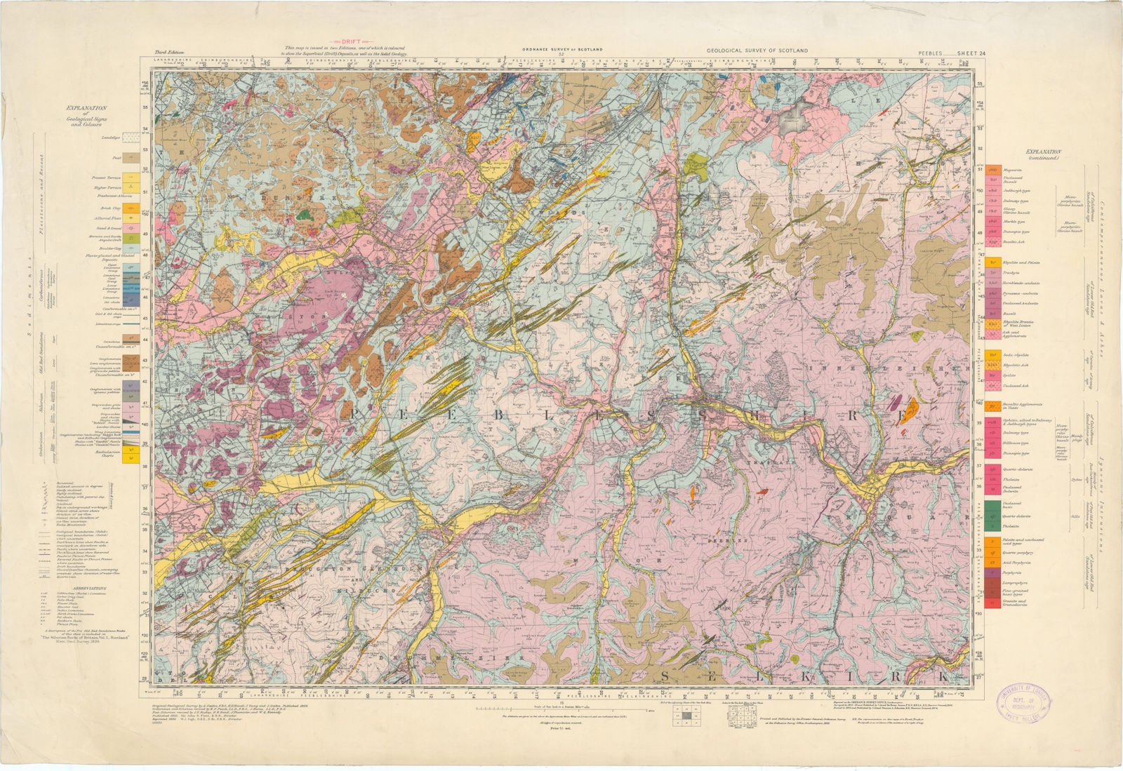 Associate Product Peebles. Geological Survey of Scotland sheet 24. Linton 1952 old vintage map