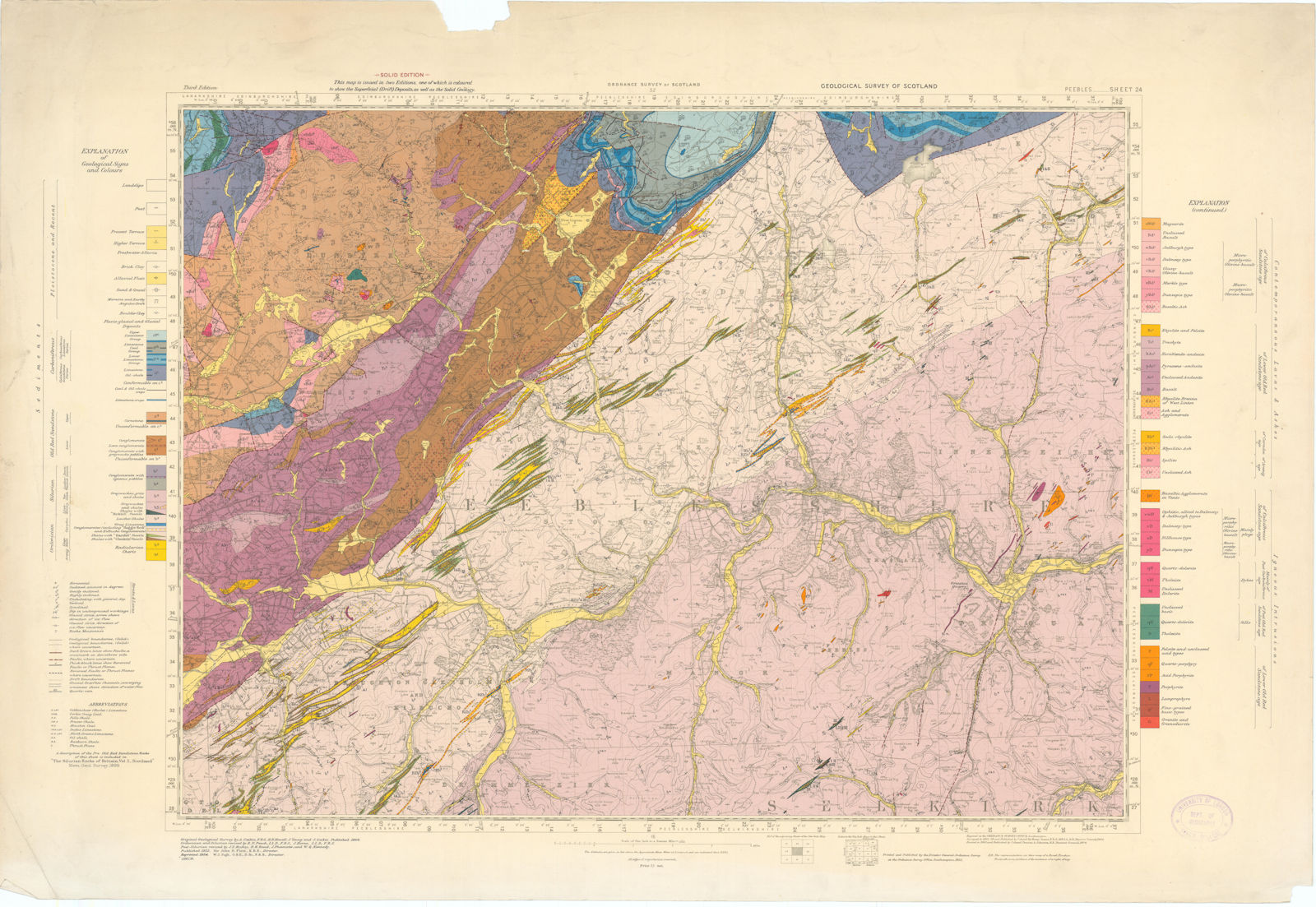 Associate Product Peebles. Geological Survey of Scotland sheet 24. Linton 1954 old vintage map