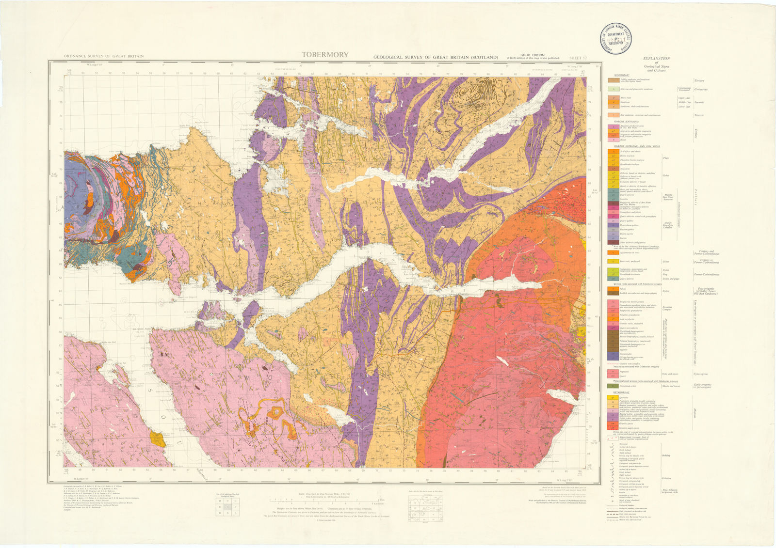 Associate Product Tobermory. Geological Survey of Scotland sheet 52. Loch Sunart 1969 old map