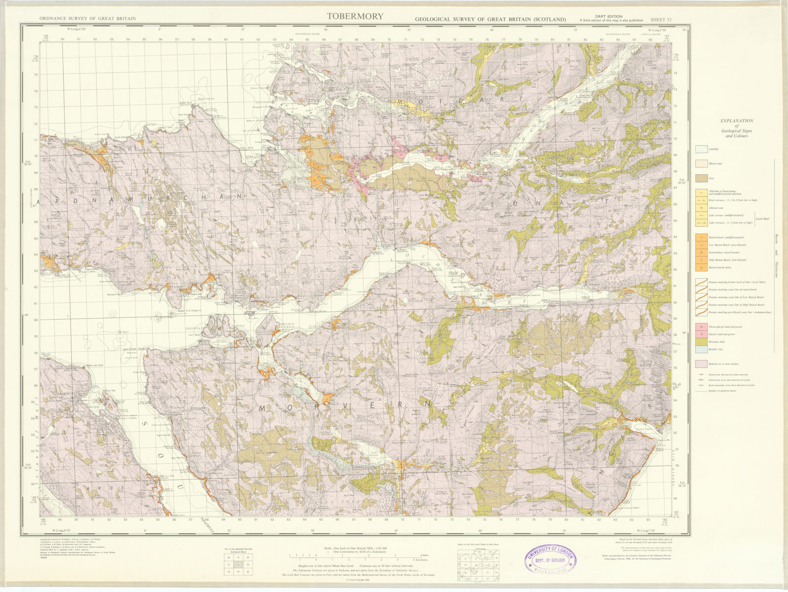 Associate Product Tobermory. Geological Survey of Scotland sheet 52. Loch Sunart 1968 old map