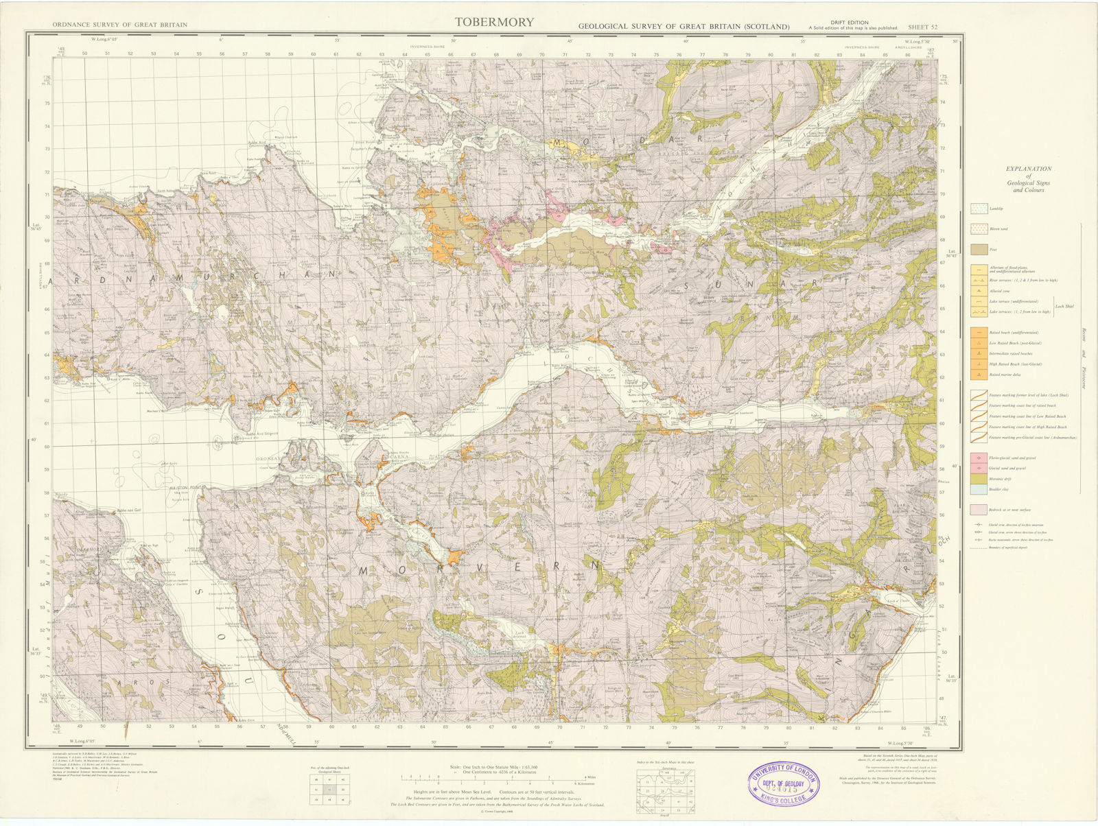 Associate Product Tobermory. Geological Survey of Scotland sheet 52. Loch Sunart 1968 old map