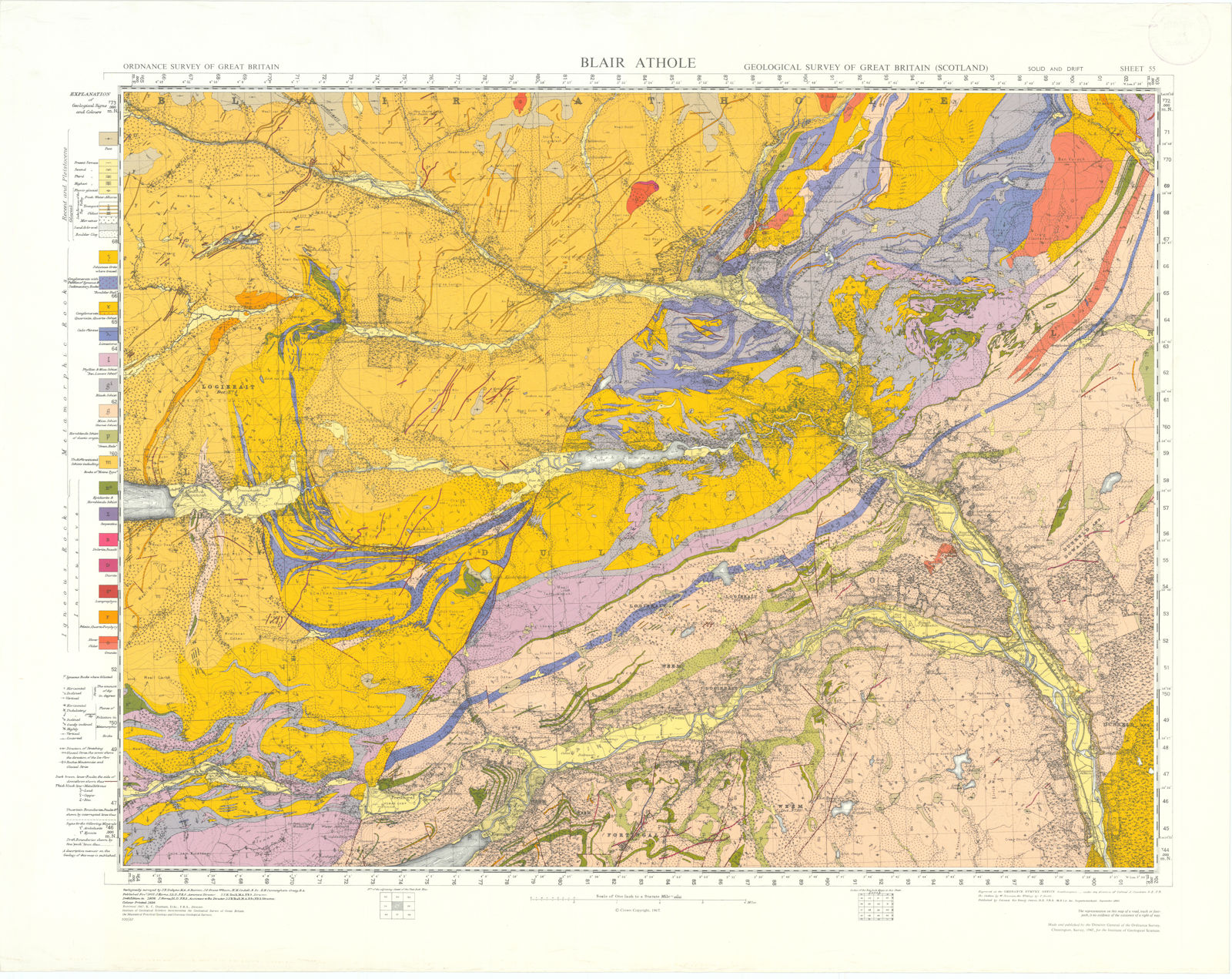 Associate Product Blair Athole. Geological Survey of Scotland sheet 55. Weem 1967 old map