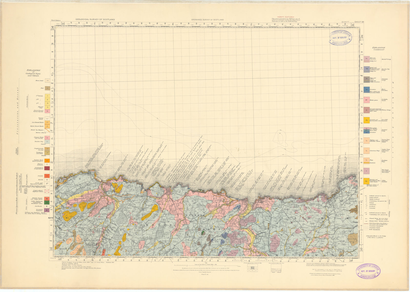 Associate Product Banff. Geological Survey of Scotland sheet 96. Cullen 1954 old vintage map