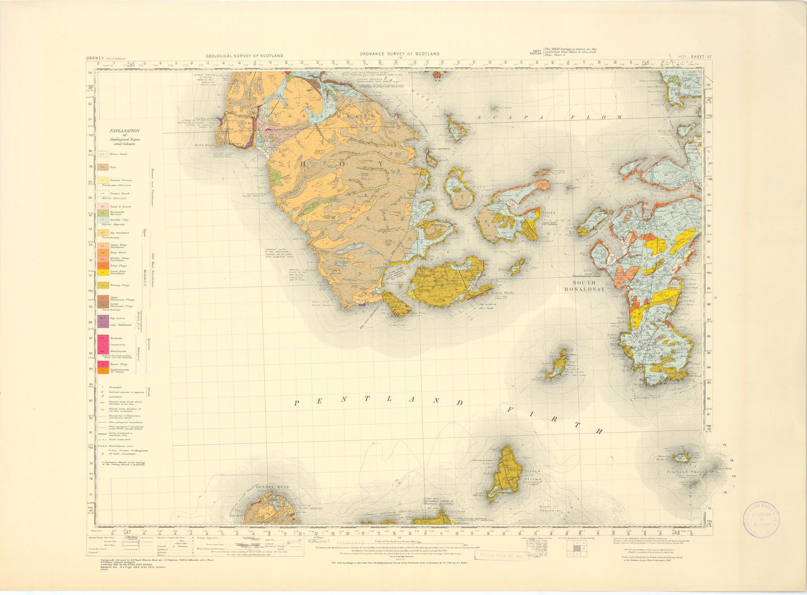 Associate Product Hoy. Scotland Geological Survey sheet 117. Dunnet Head Ronaldsay Orkney 1955 map