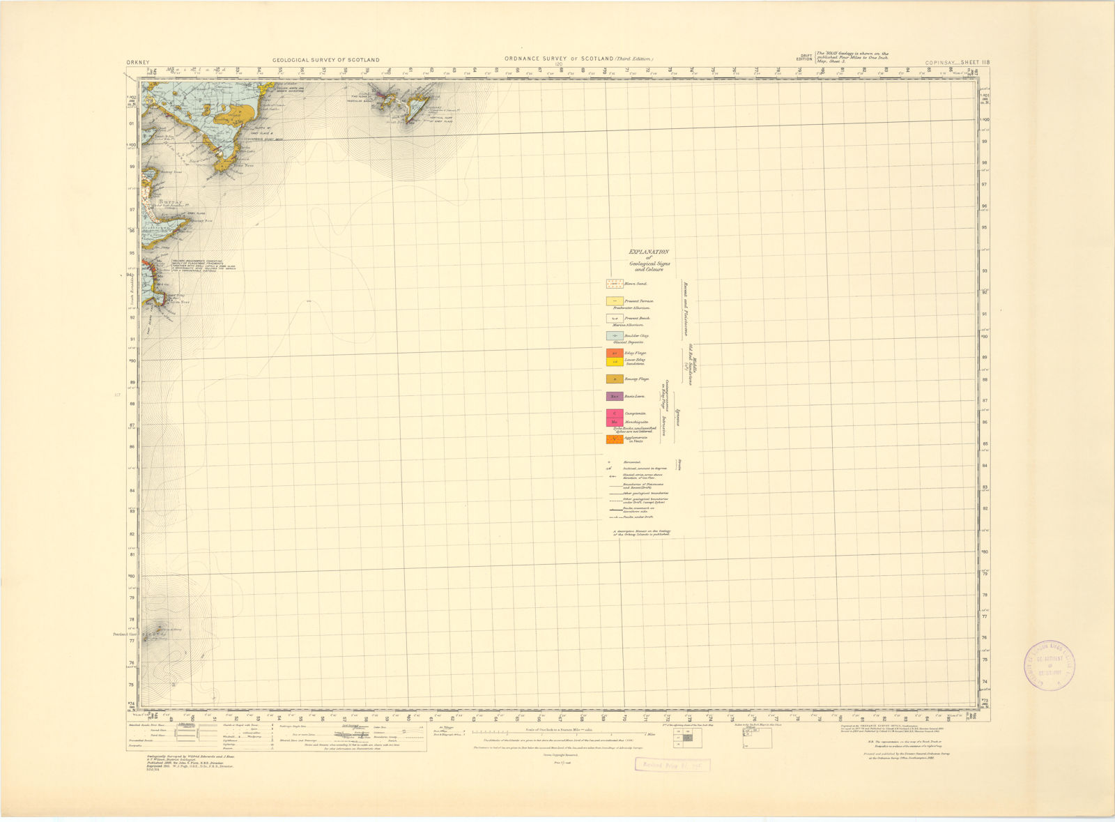 Associate Product Copinsay. Geological Survey of Scotland sheet 118 Rose/Grim Ness Orkney 1955 map