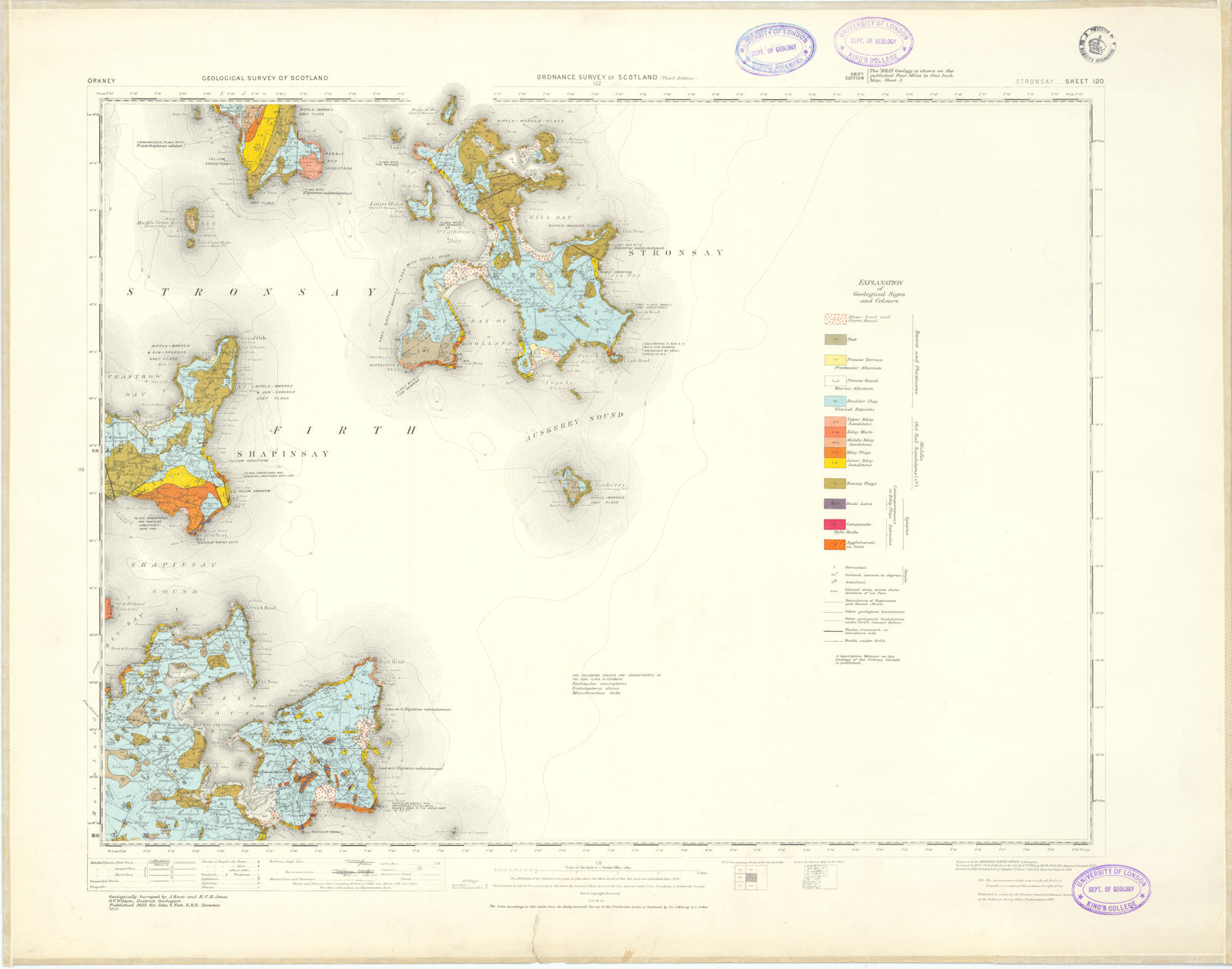 Associate Product Stronsay. Geological Survey of Scotland sheet 120. Shapinsay Orkney 1932 map