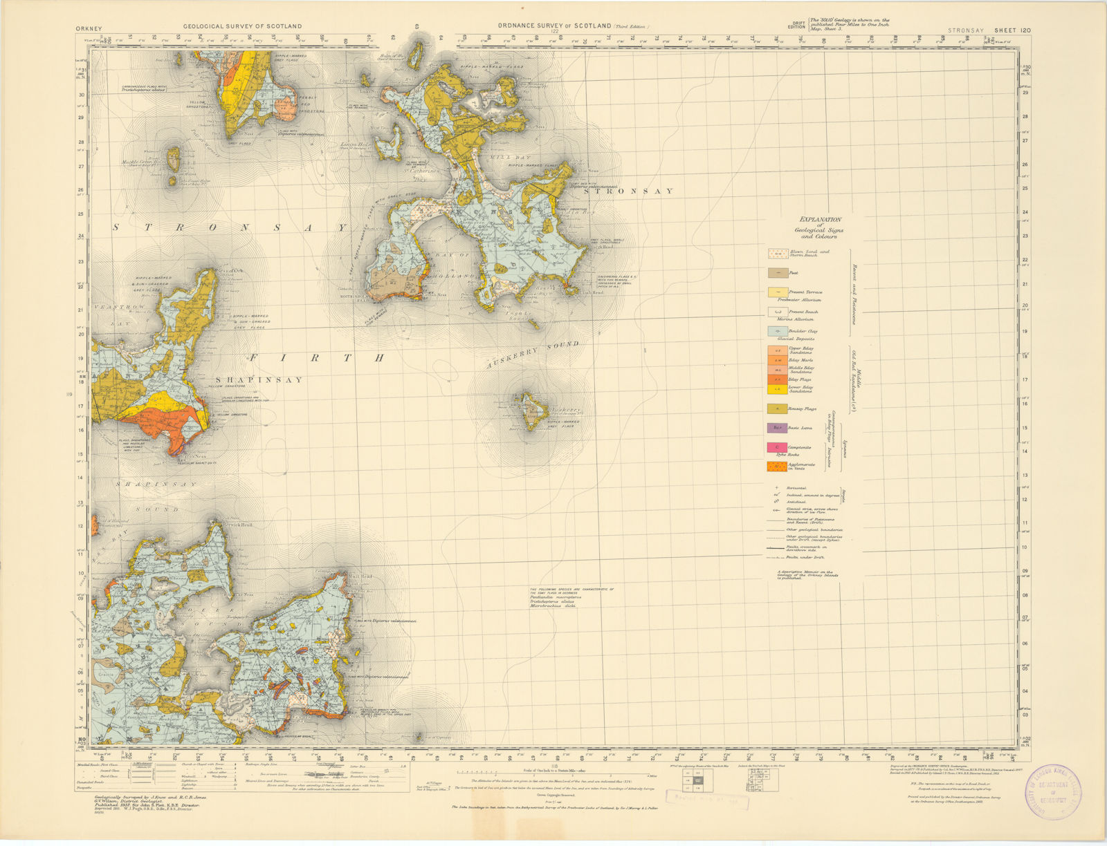 Associate Product Stronsay. Geological Survey of Scotland sheet 120. Shapinsay Orkney 1955 map