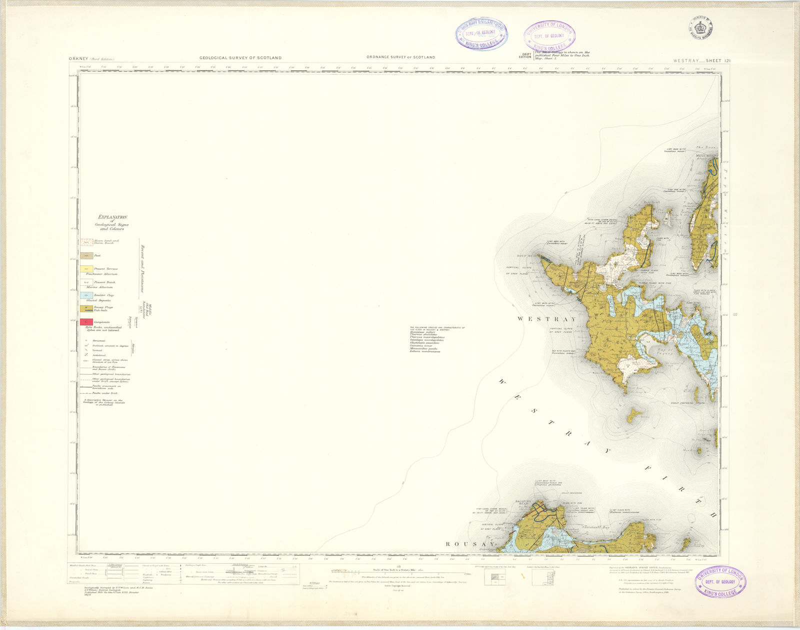 Associate Product Westray. Geological Survey of Scotland sheet 121. Noup Head Orkney 1932 map