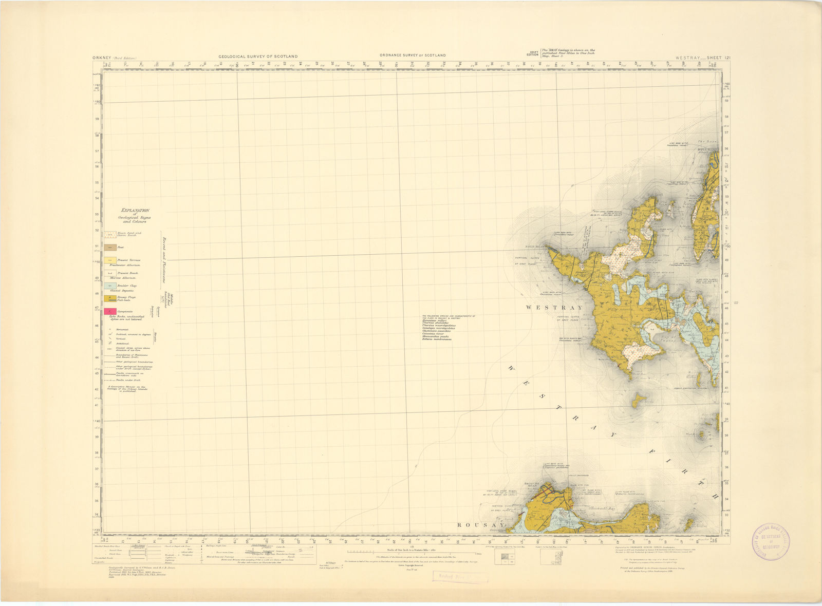 Associate Product Westray. Geological Survey of Scotland sheet 121. Noup Head Orkney 1955 map