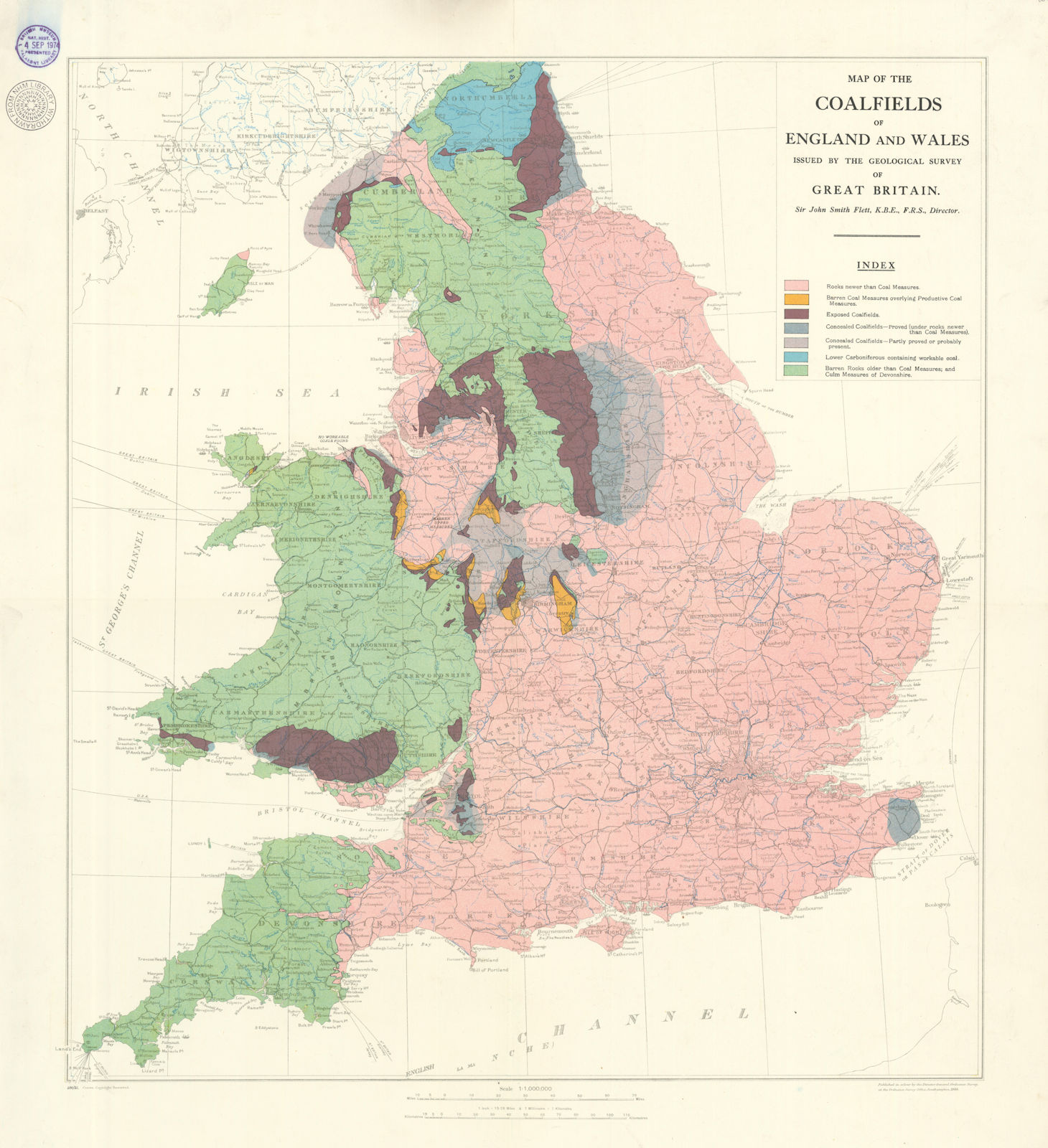 Associate Product Map of the Coalfields of England and Wales. Great Britain Geological Survey 1935