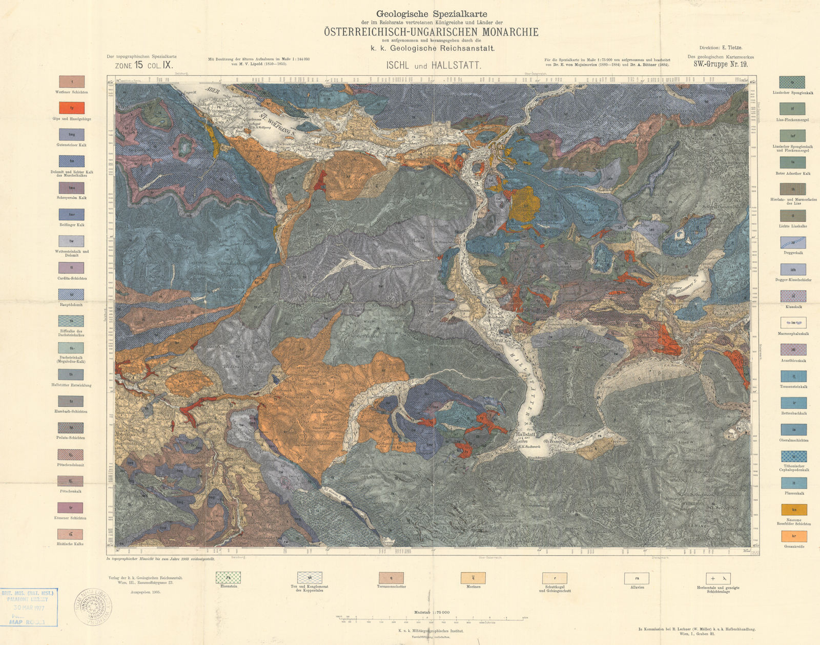 Associate Product Geologische Spezialkarte Öst.-Ung. Monarchie. Ischl Hallstatt. Austria 1905 map