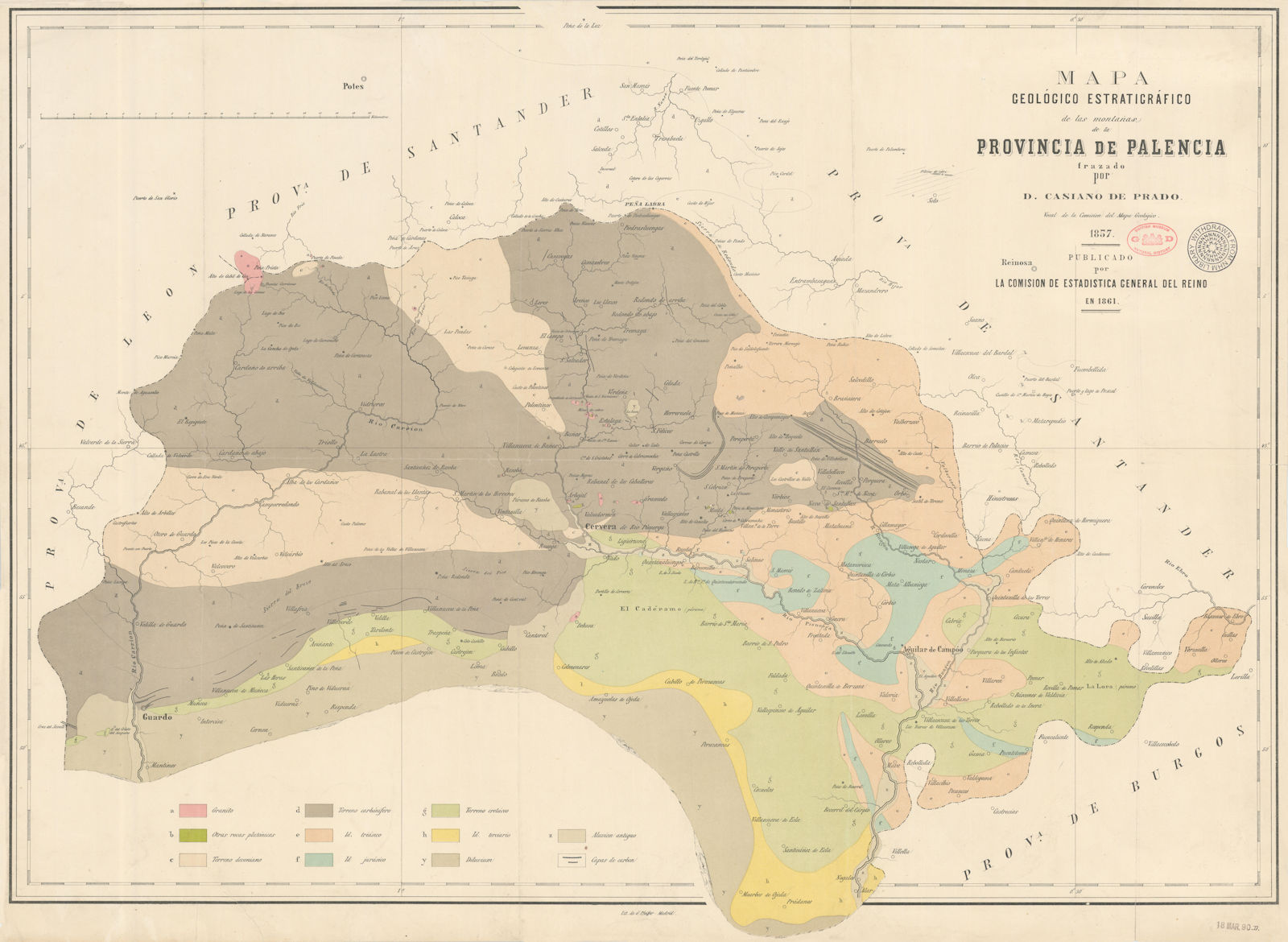 Associate Product Mapa Geológico Estratigráfico de las montañas de la Provincia de Palencia 1861