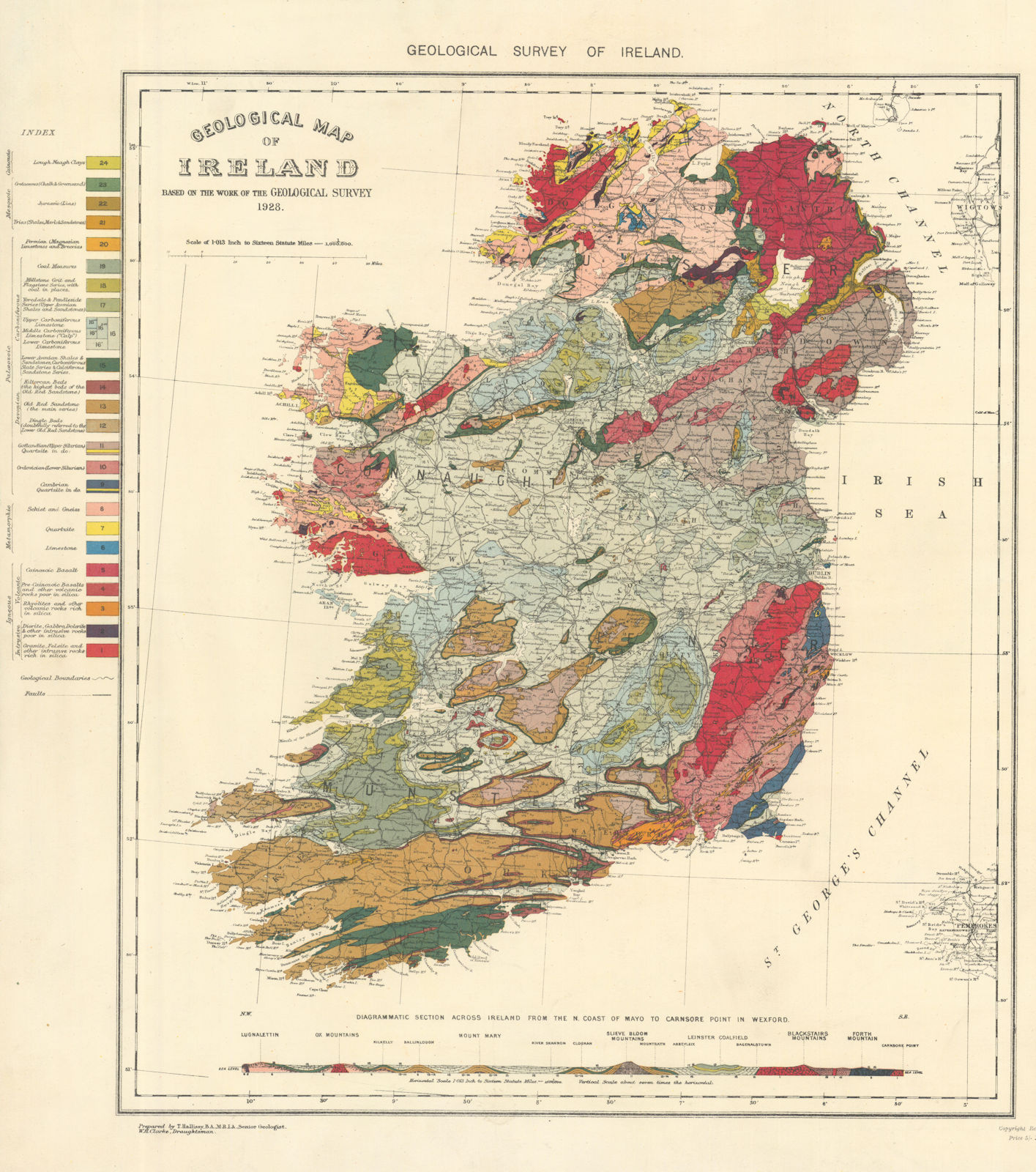 Geological Map of Ireland based on the work of the Geological Survey 1928