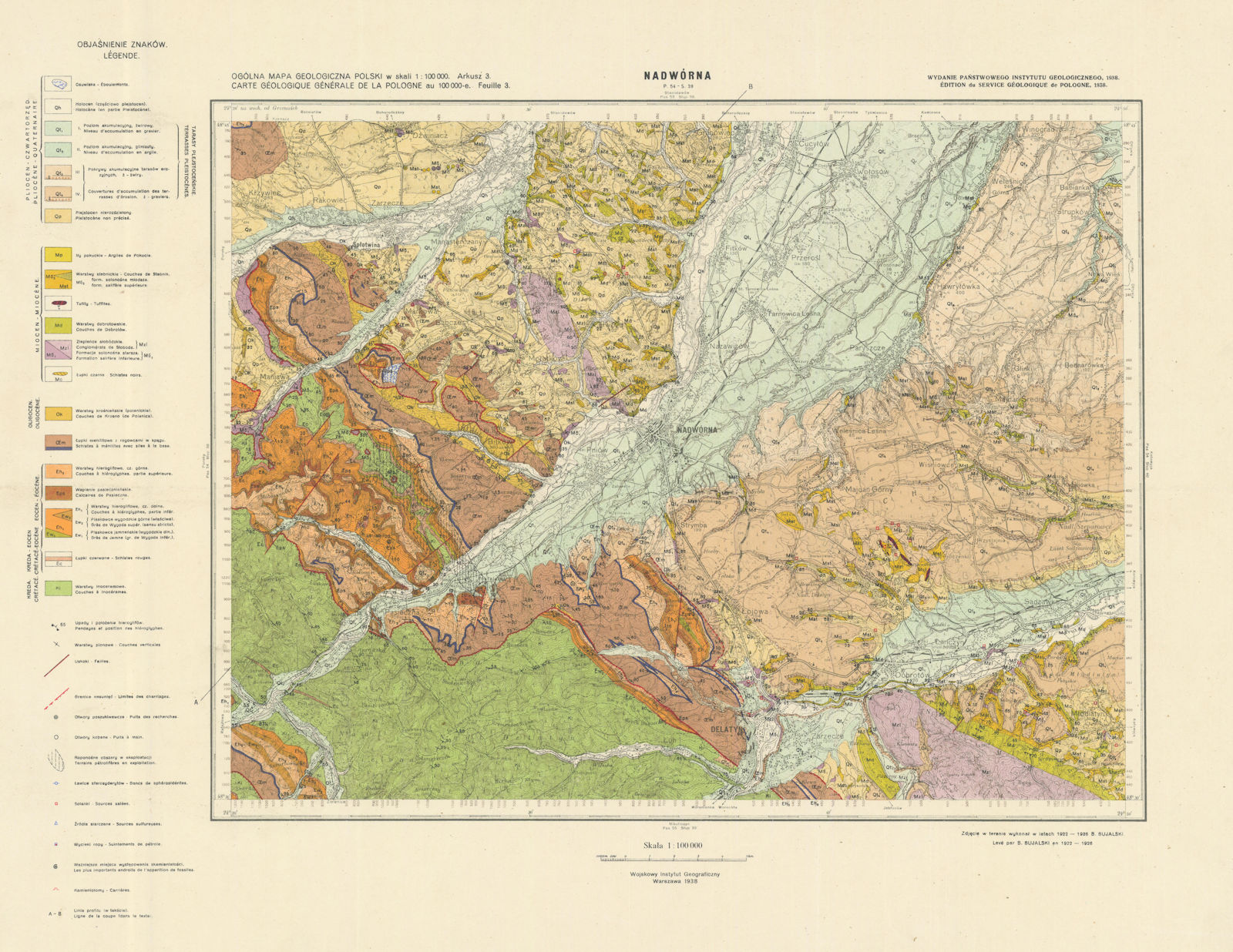 Associate Product Ogolna Mapa Geologiczna Polski. Nadworna / Nadvirna. Ukraine geological 1938