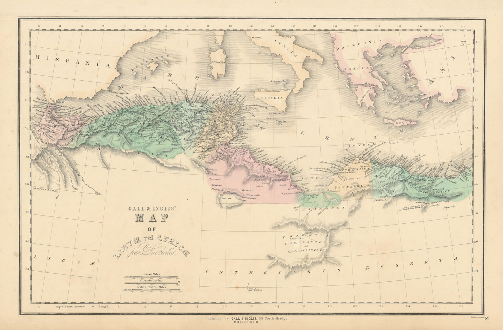 Associate Product Gall & Inglis' Map of Libyae vel Africae pars Borealis. North Africa 1850