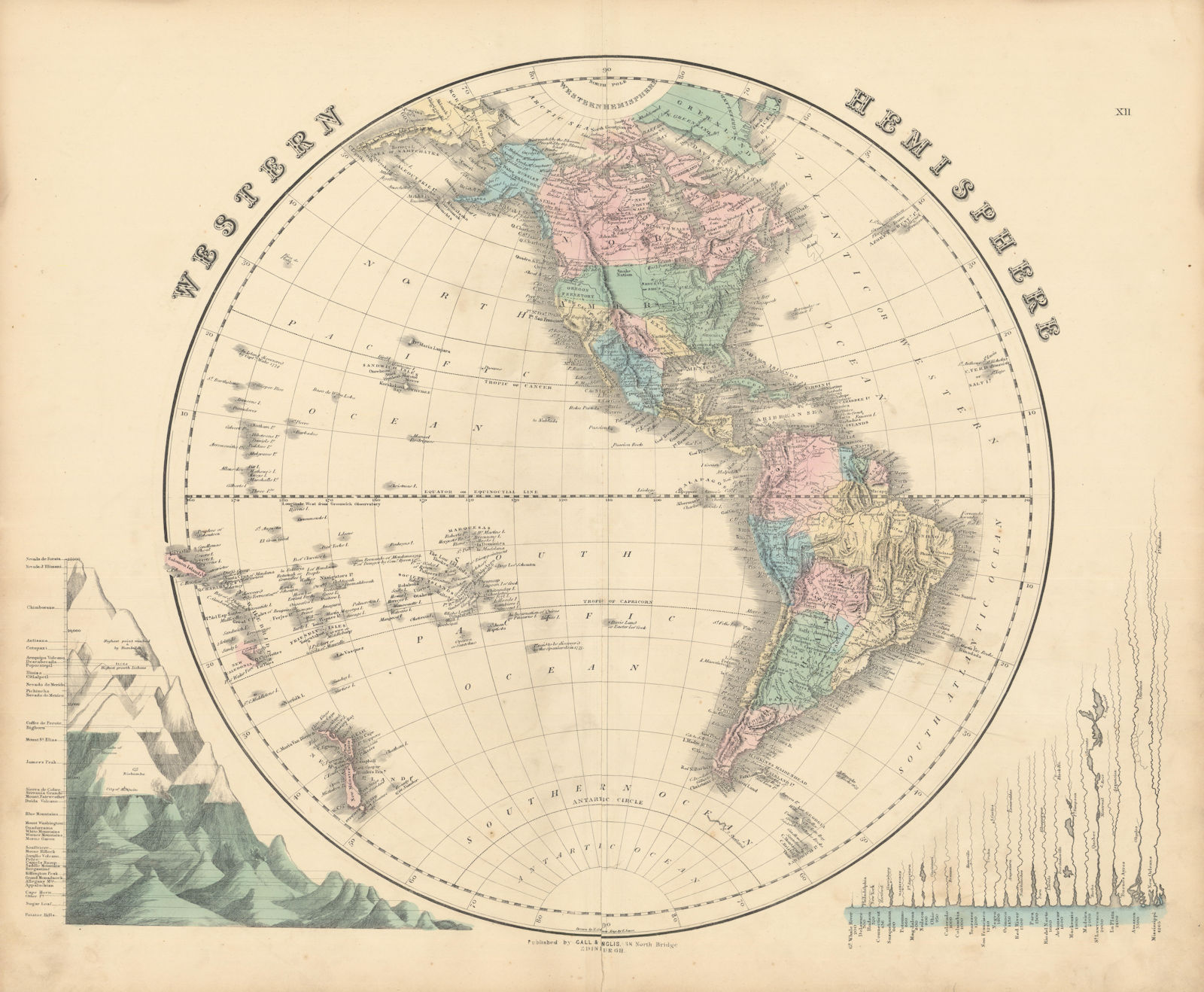 Western Hemisphere. Texas Republic. New Mexico Territory. GALL & INGLIS 1850 map