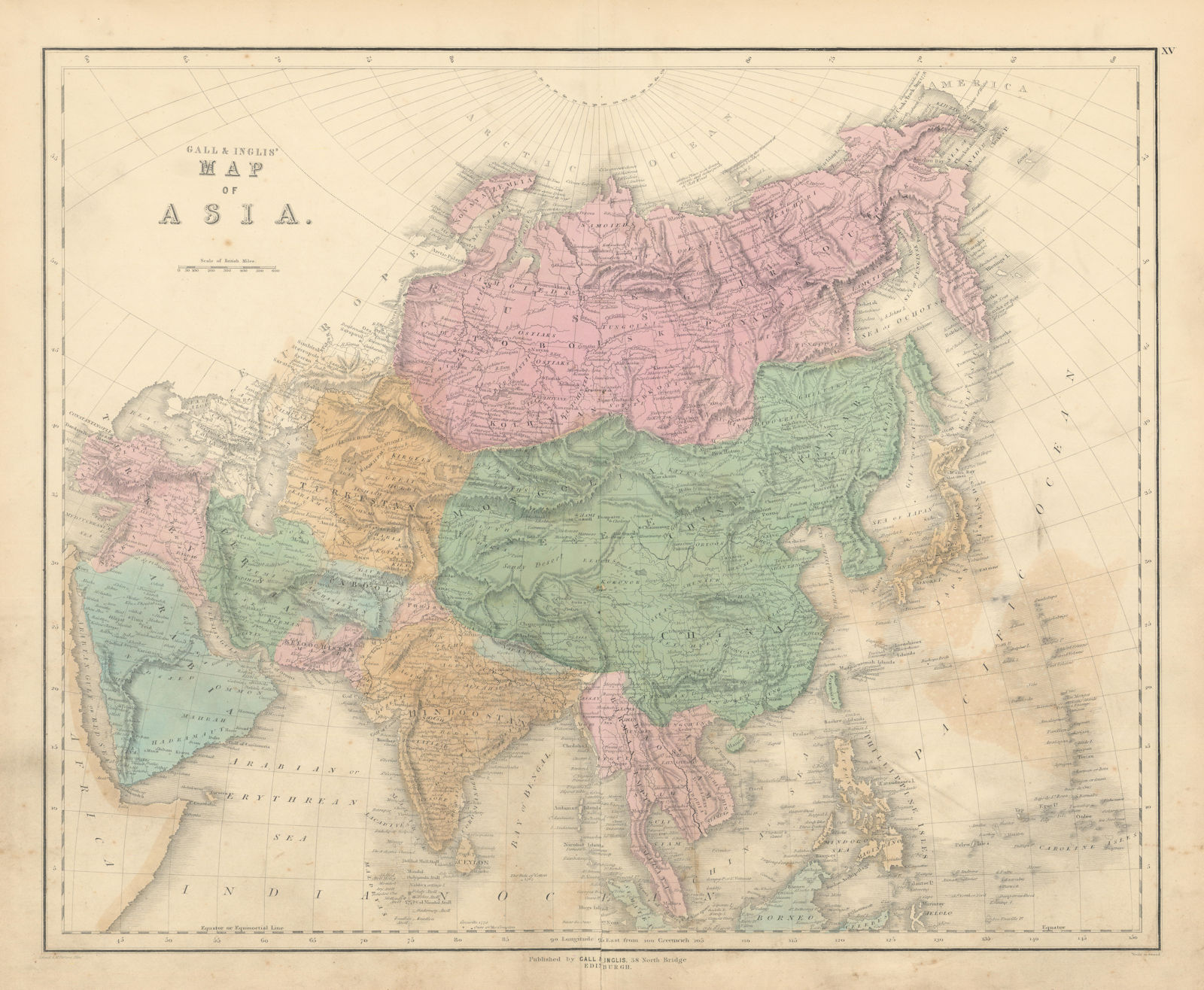 Associate Product Gall & Inglis' Map of Asia, and Arabia 1850 old antique vintage plan chart