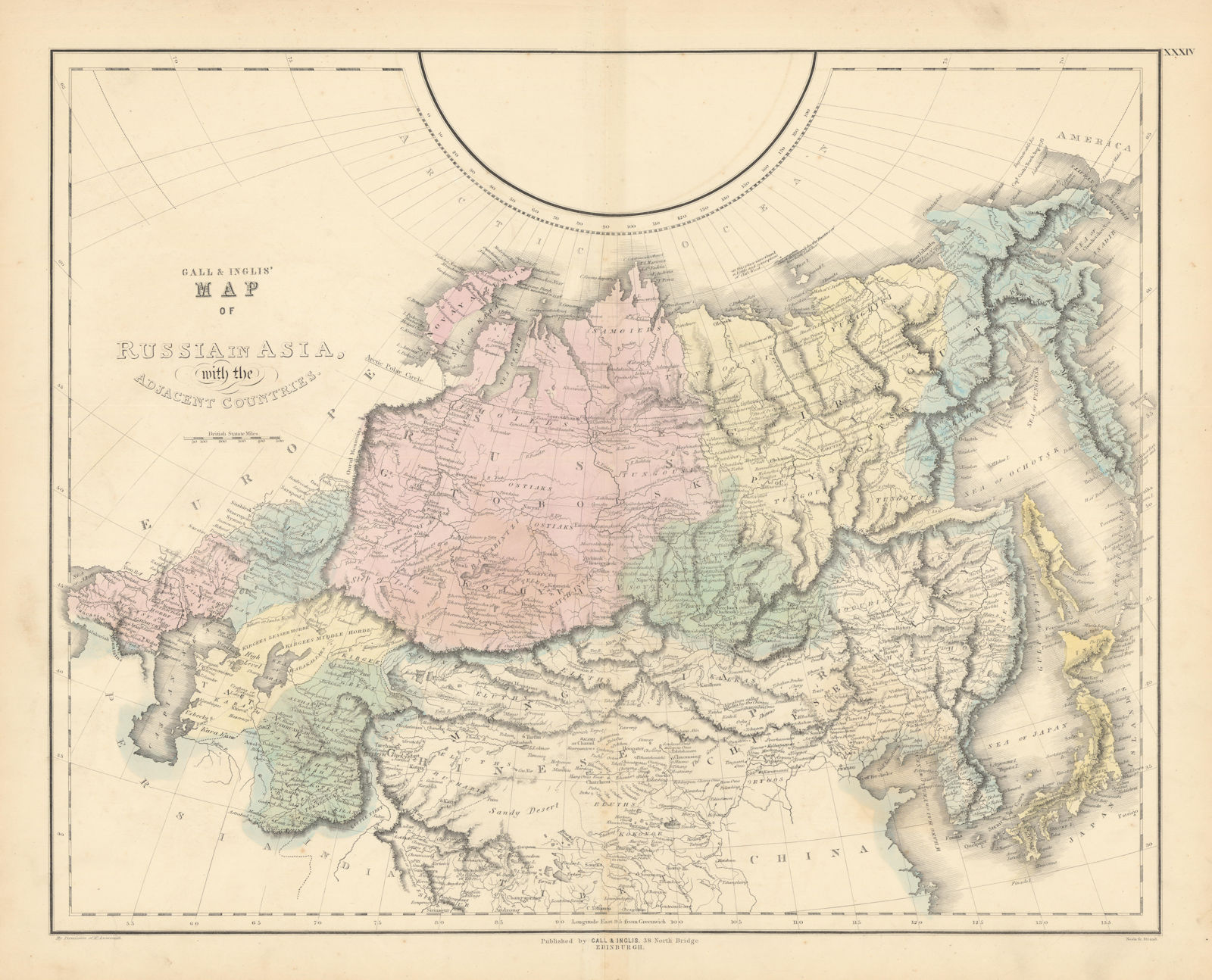 Associate Product Gall & Inglis' Map of Russia in Asia & adjacent countries. Manchuria Japan 1850