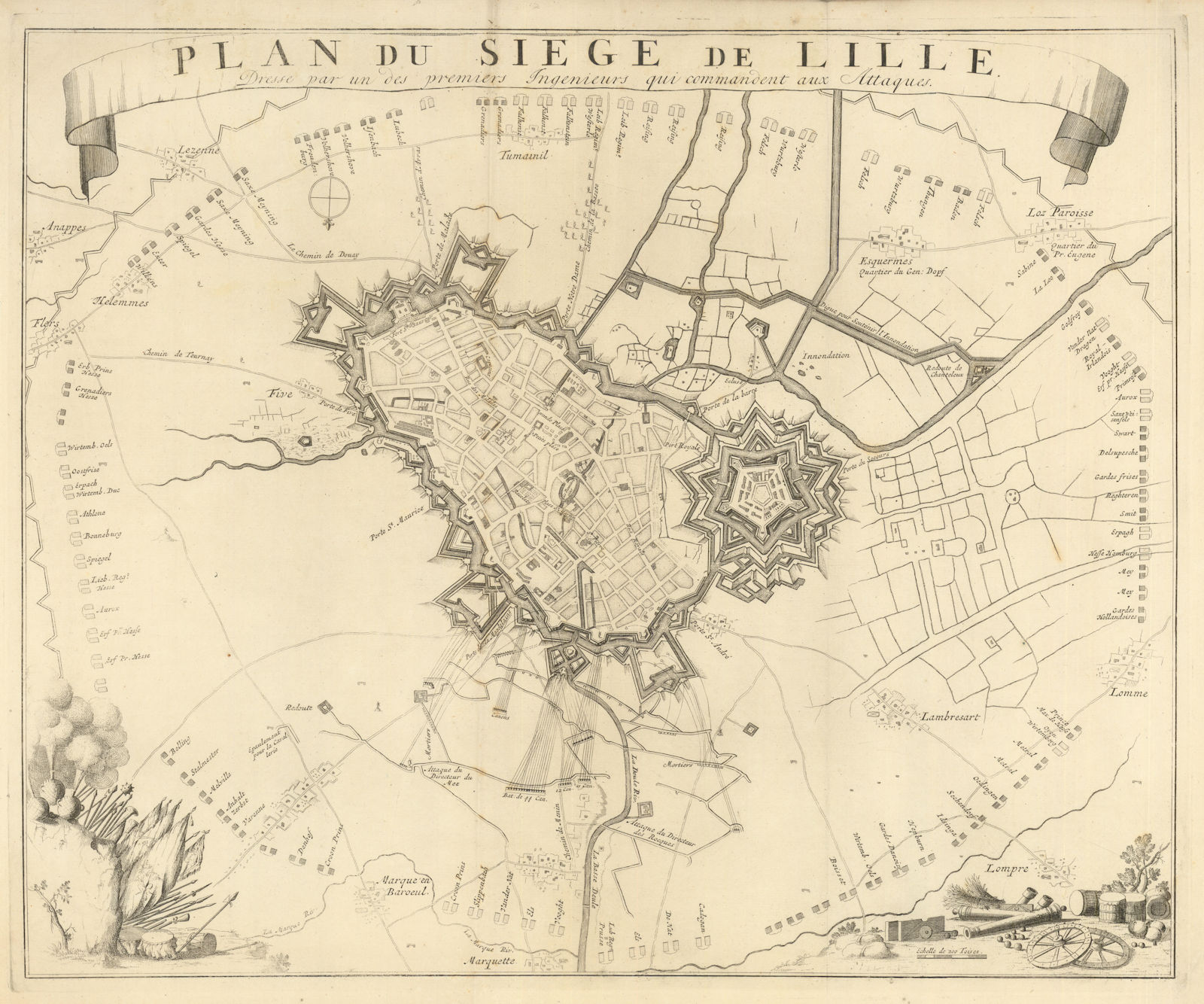 Associate Product Plan du Siege de Lille, dressée par un des premiers Ingenieurs… 1708. c1729 map