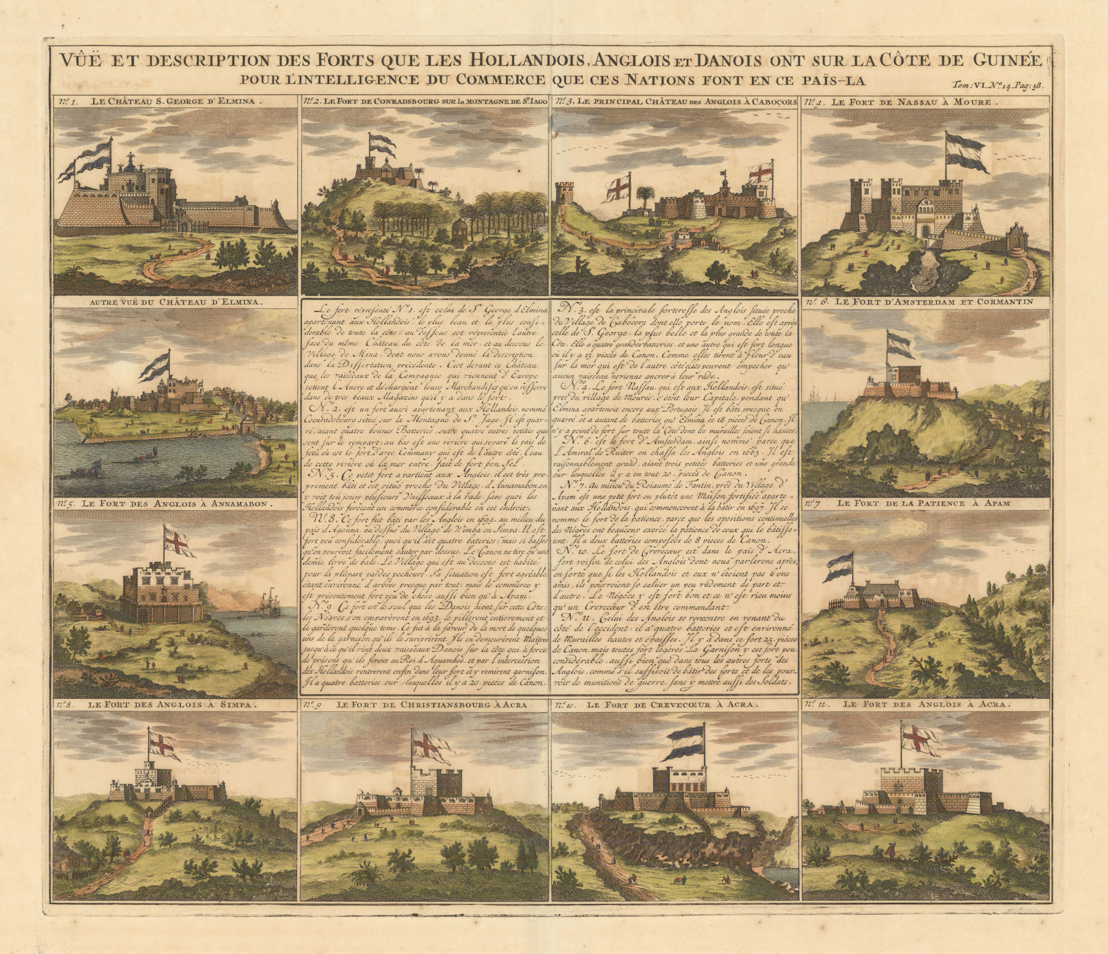 Forts Hollandois, Anglois & Danois sur la Côte de Guinée. Ghana. CHATELAIN 1719