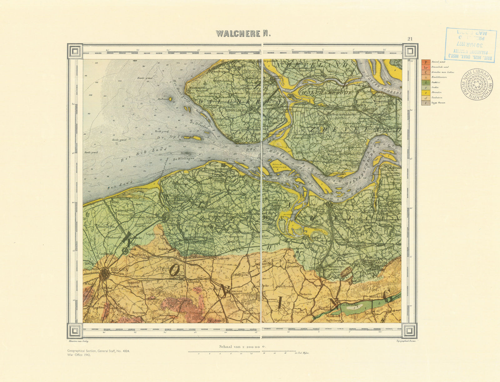 Walcheren geological map. British/Dutch War Office for Overlord 1942 (1859)