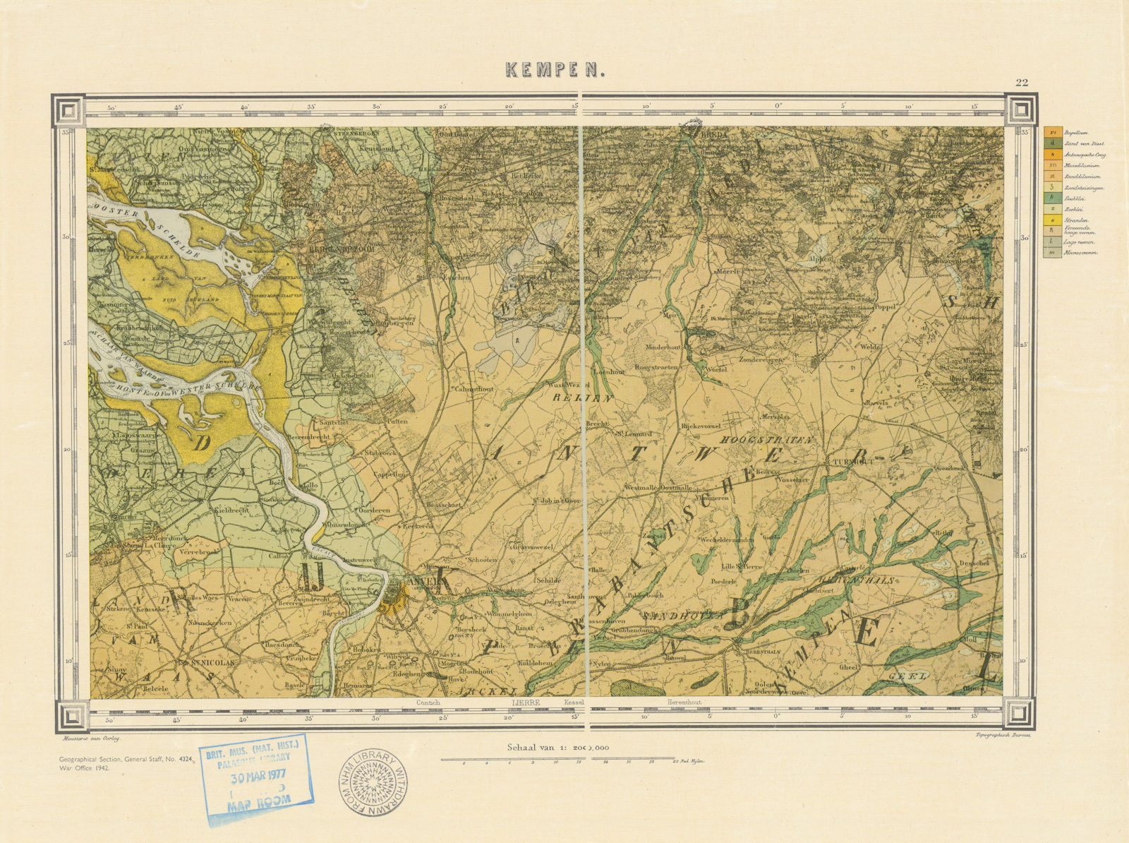 Kempen geological map. British/Dutch War Office for Overlord 1942 (1859)