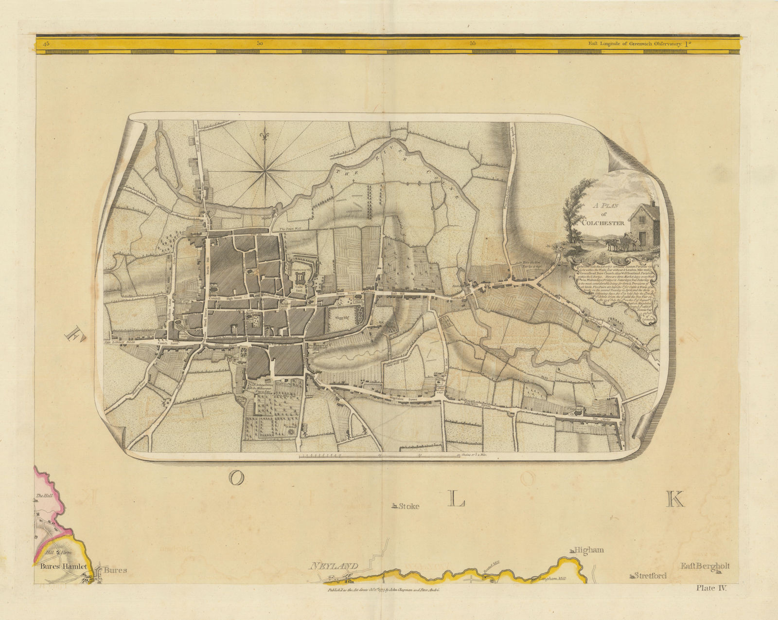 A Plan of Colchester by John Chapman & Peter André. Essex Plate #4 1777 map