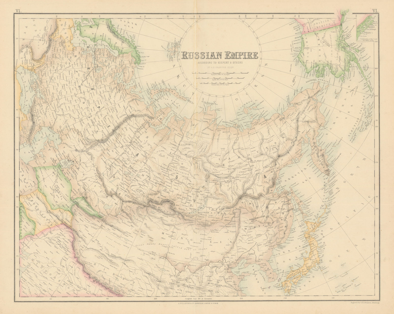 Russian Empire according to Kiepert. Siberia & Central Asia. FULLARTON c1863 map