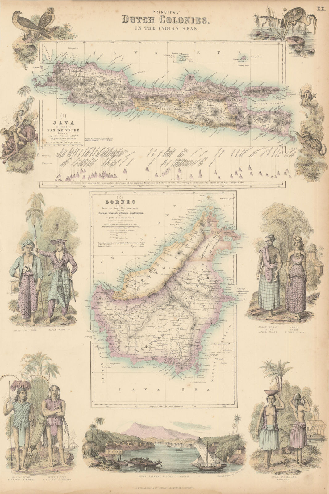 Principal Dutch Colonies in the Indian Seas. Java & Borneo. Indonesia c1863 map