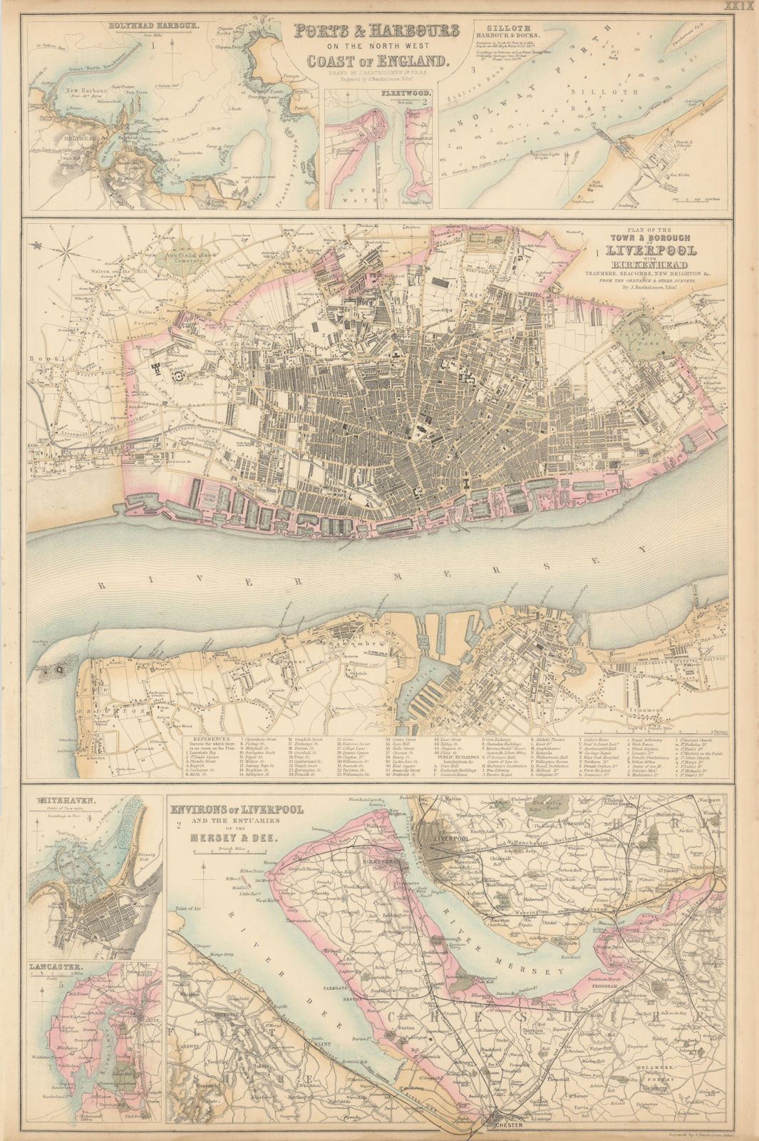 England NW Ports. Liverpool Birkenhead Mersey Dee Holyhead Silloth c1863 map