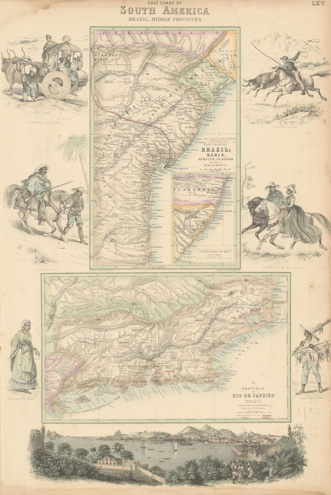 Brazil. South America East Coast. Bahia. Rio de Janeiro. FULLARTON c1863 map