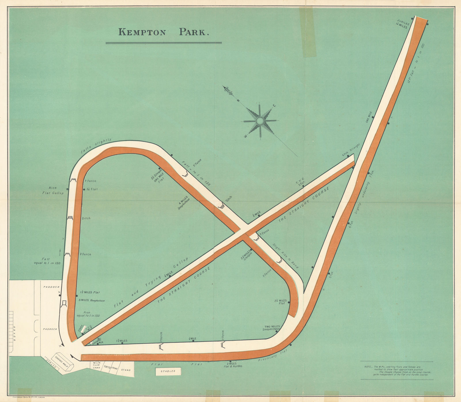 Kempton Park racecourse, Surrey. BAYLES 1903 old antique map plan chart