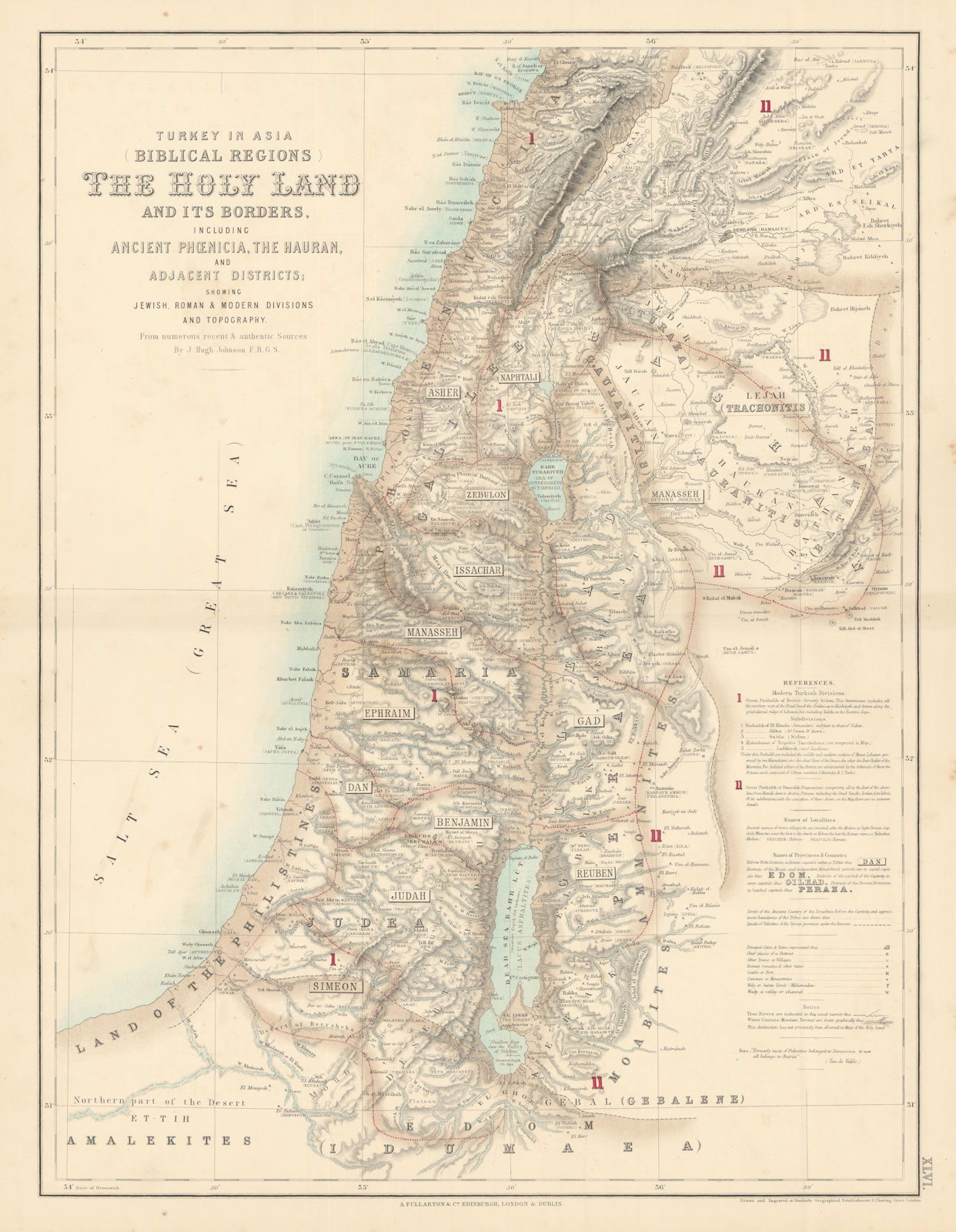 Turkey in Asia Biblical Regions. Holy Land Palestine Israel. FULLARTON c1863 map