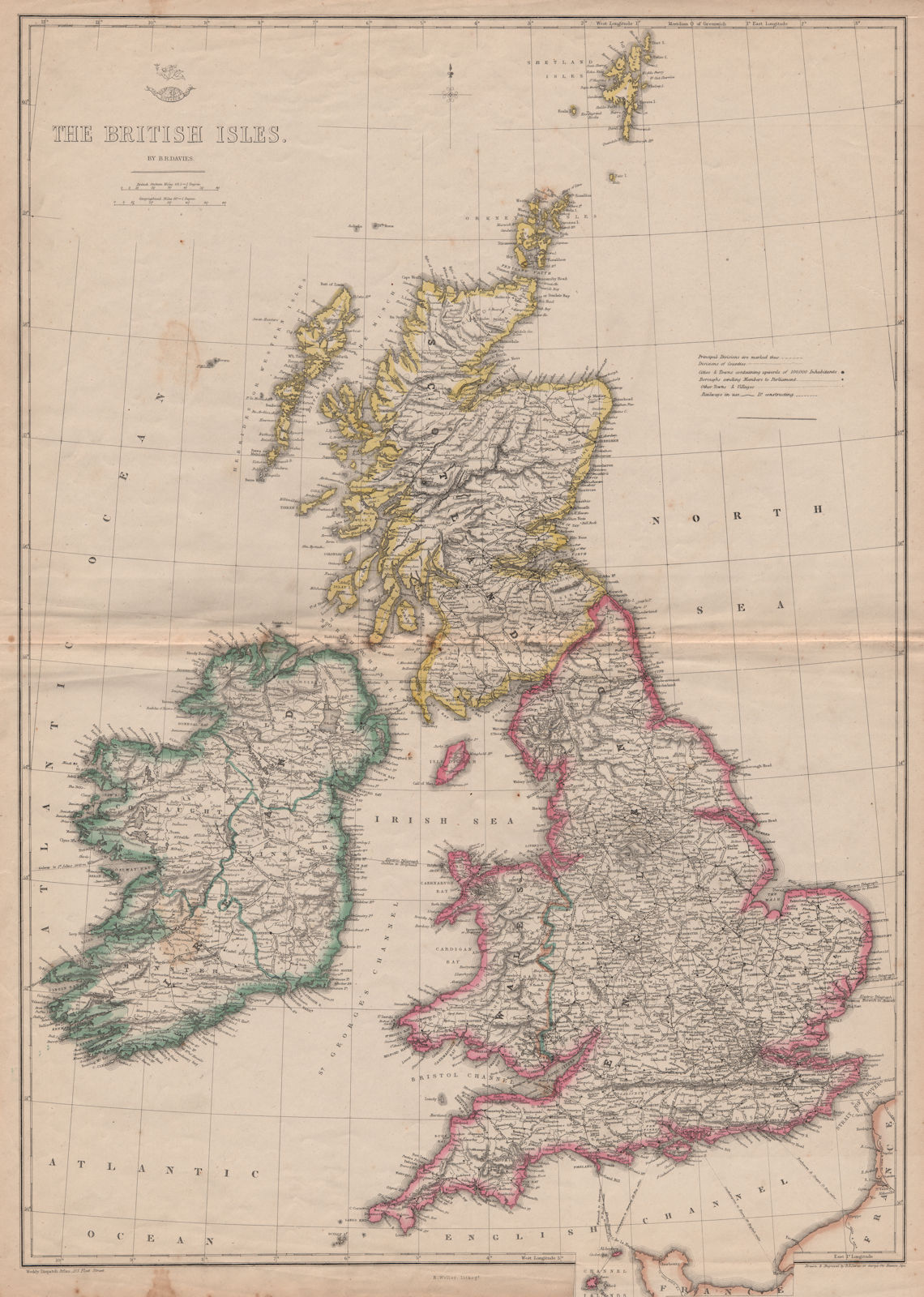 'The British Isles' Railways under construction. Parliamentary. WELLER 1862 map