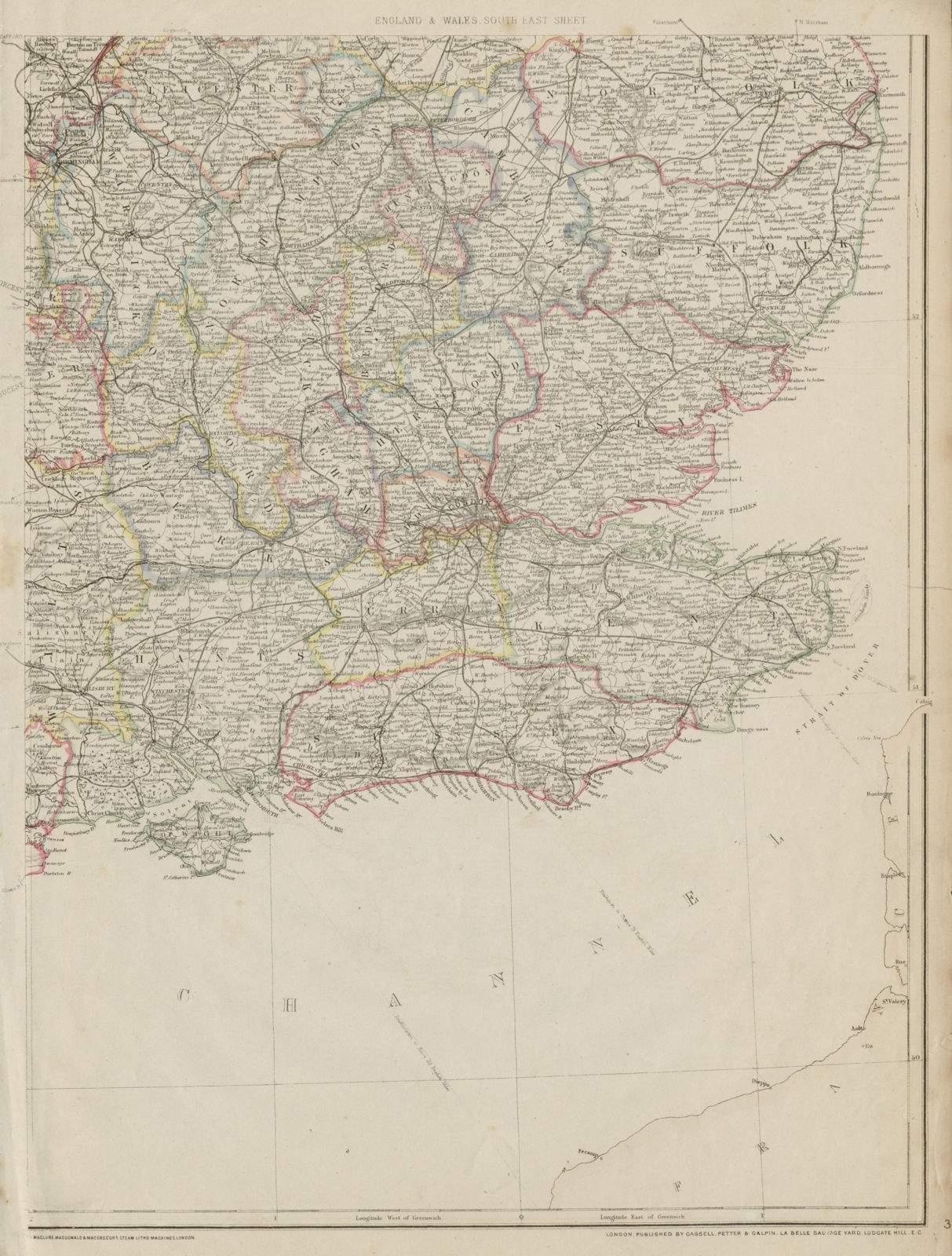Associate Product SOUTH EAST ENGLAND. Home Counties Surrey Kent Sussex Hants &c. WELLER 1862 map