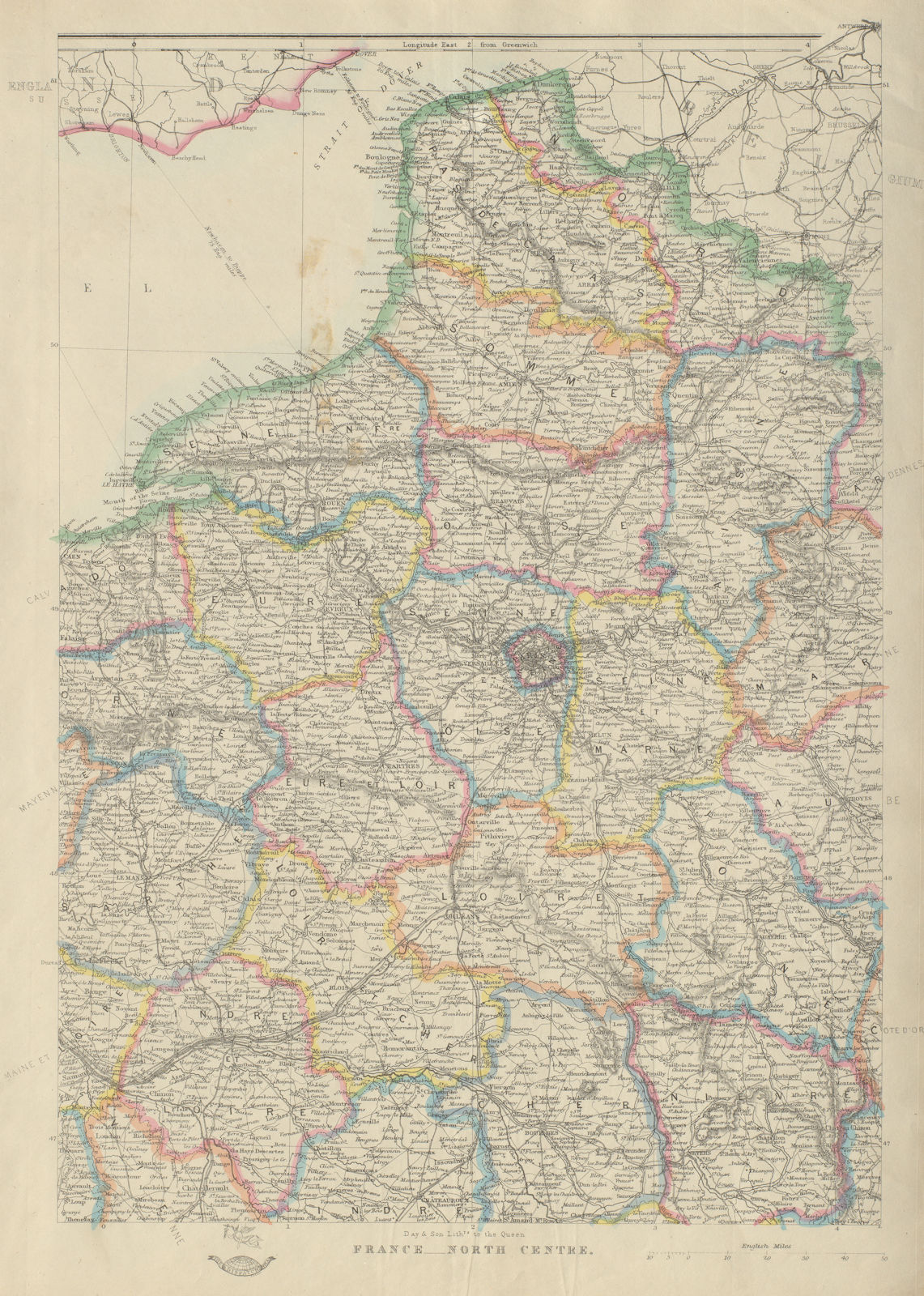 FRANCE NORTH CENTRE. Picardy Normandy Ile de France Bourgogne.JW LOWRY 1862 map