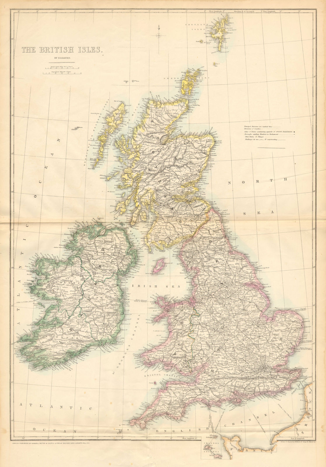 'The British Isles' Railways under construction. Parliamentary. WELLER 1863 map