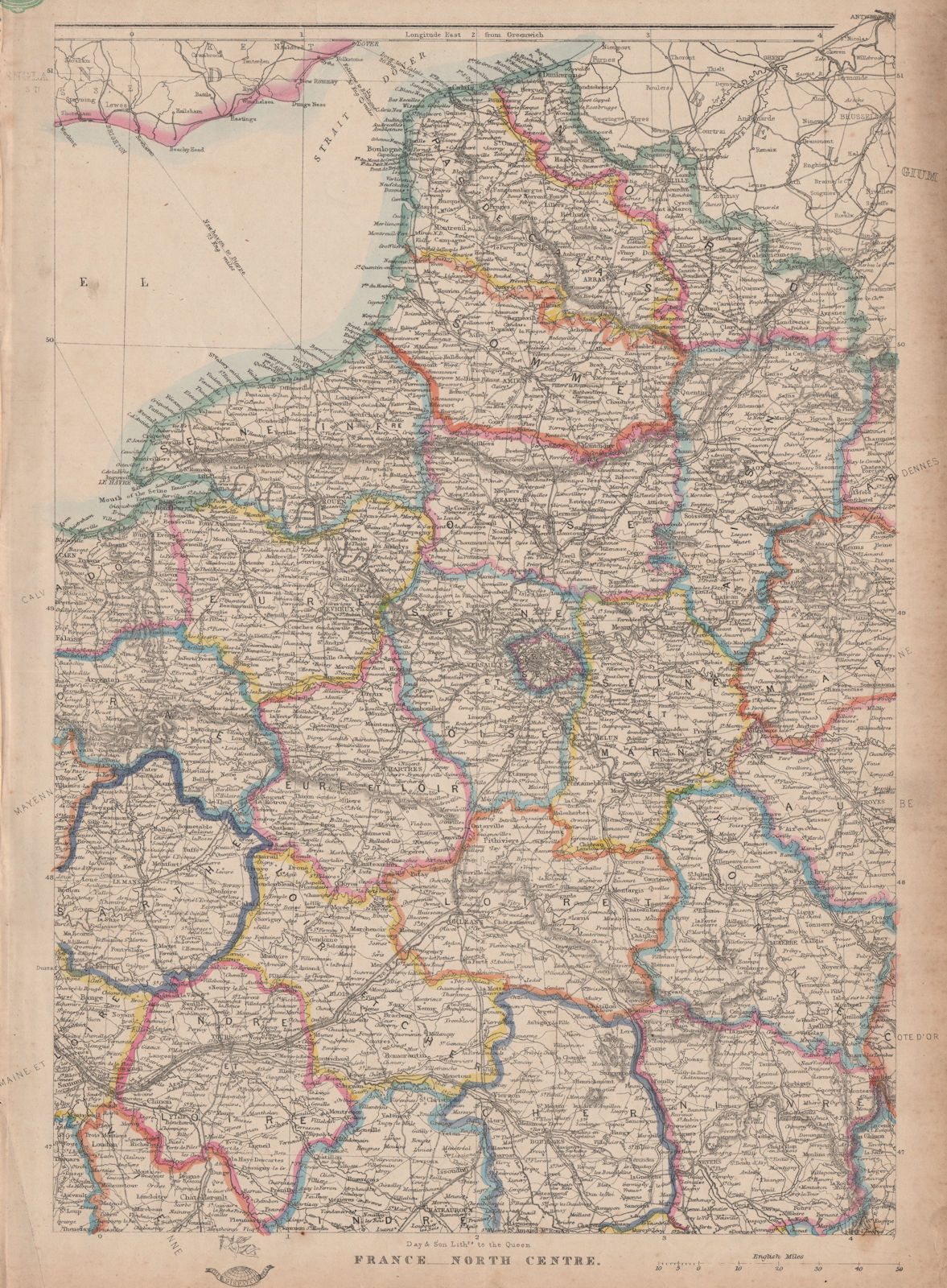 FRANCE NORTH CENTRE. Picardy Normandy Ile de France Bourgogne.JW LOWRY 1863 map