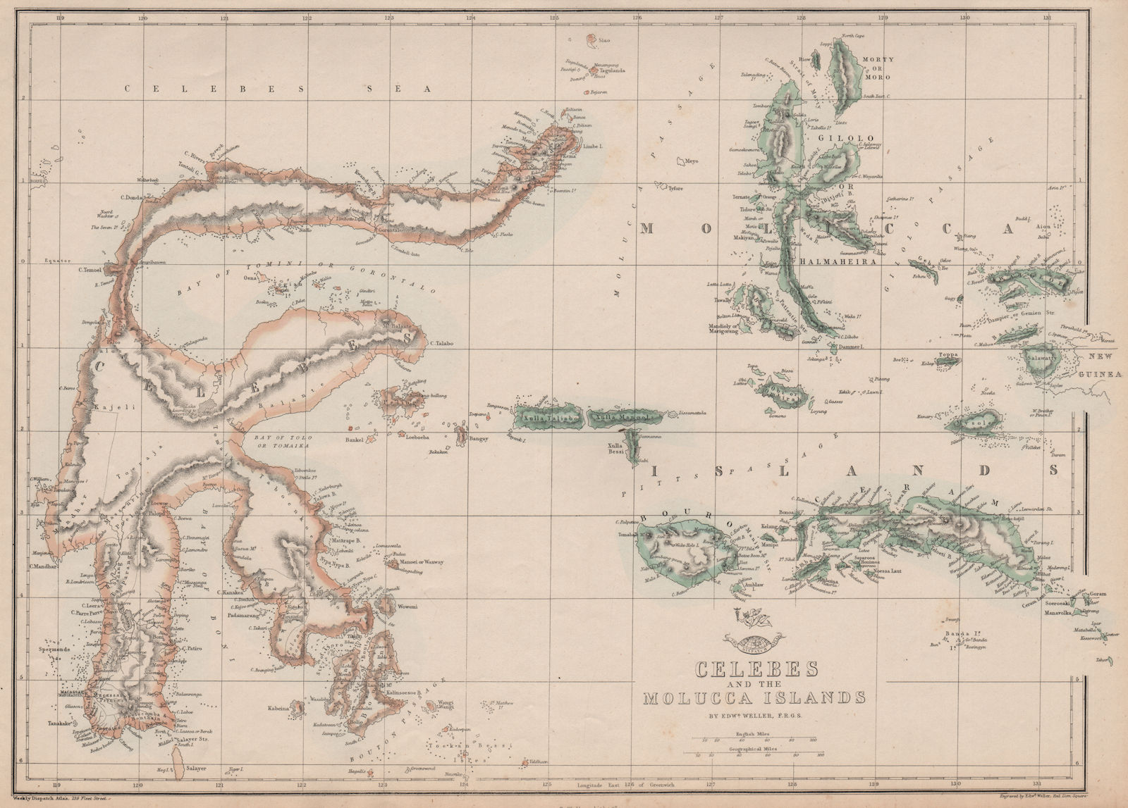Associate Product CELEBES & THE MOLUCCA ISLANDS.Dutch East Indies Sulawesi Maluku.WELLER 1863 map